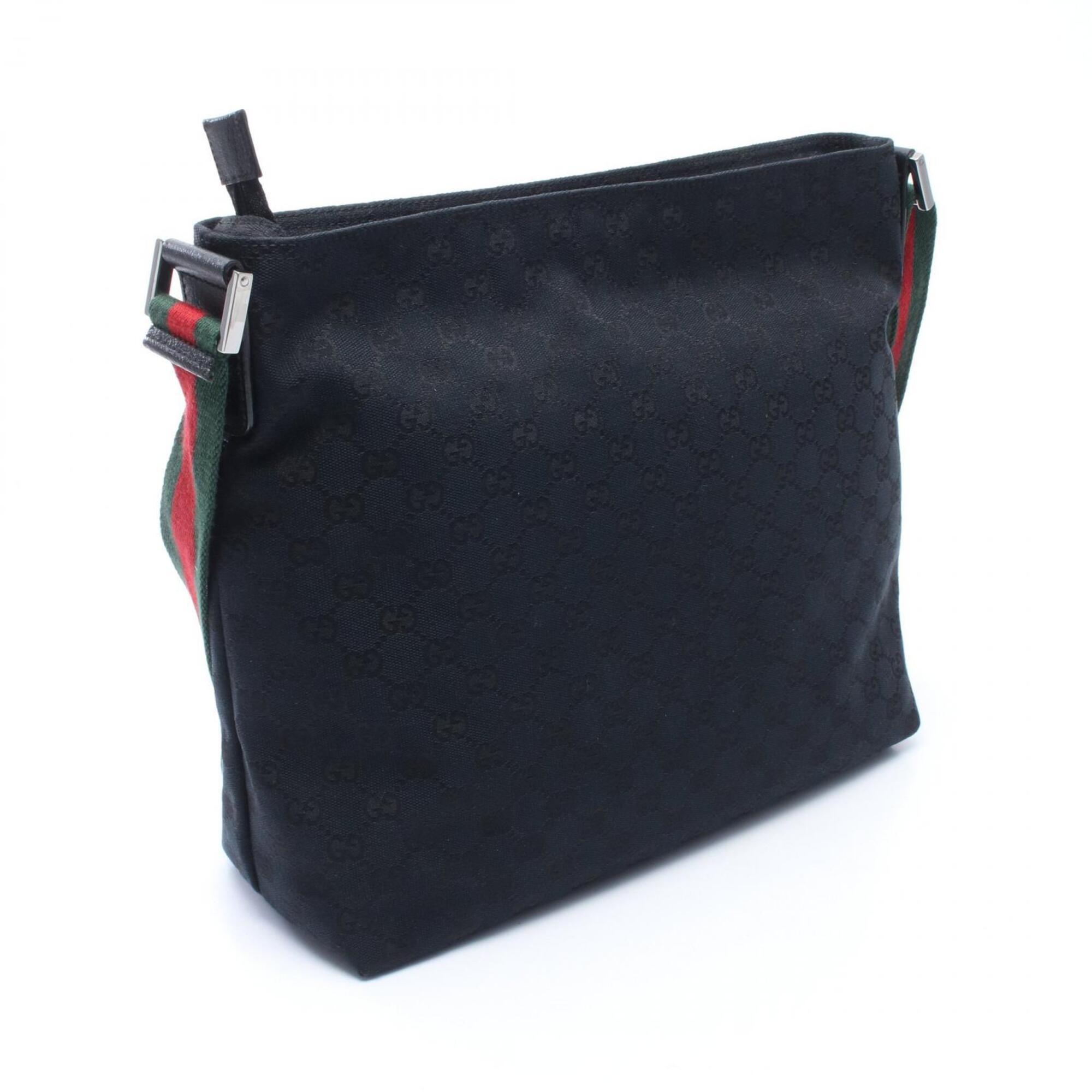 Gucci Gg Canvas Black Navy Gg Canvas Leather Handbag Shoulder Bag (Pre-Owned)