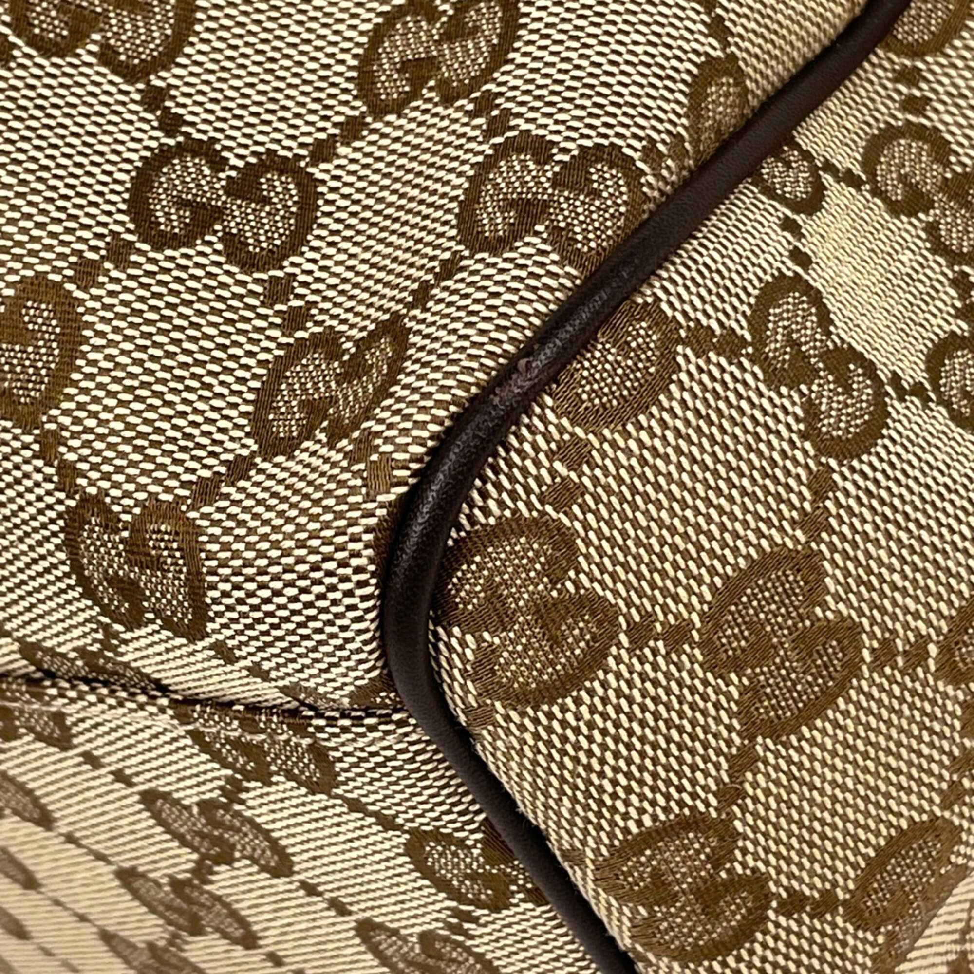 Gucci Brown Gg Canvas Leather Tote Bag (Pre-Owned)