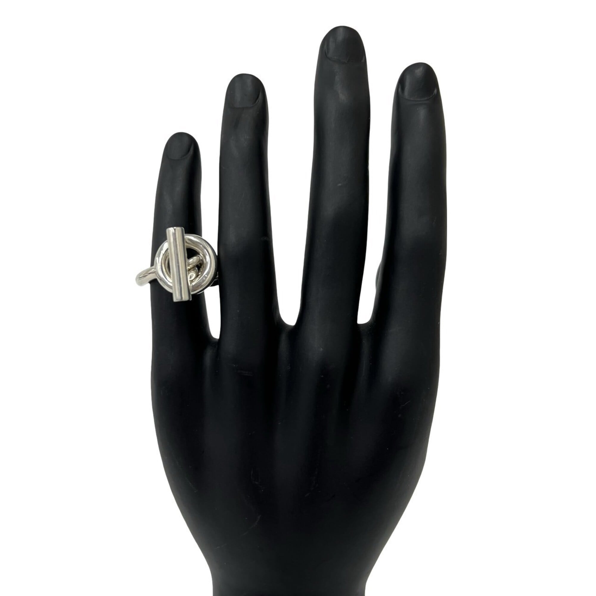 Hermes Silver Silver 925 Band Ring (Pre-Owned)