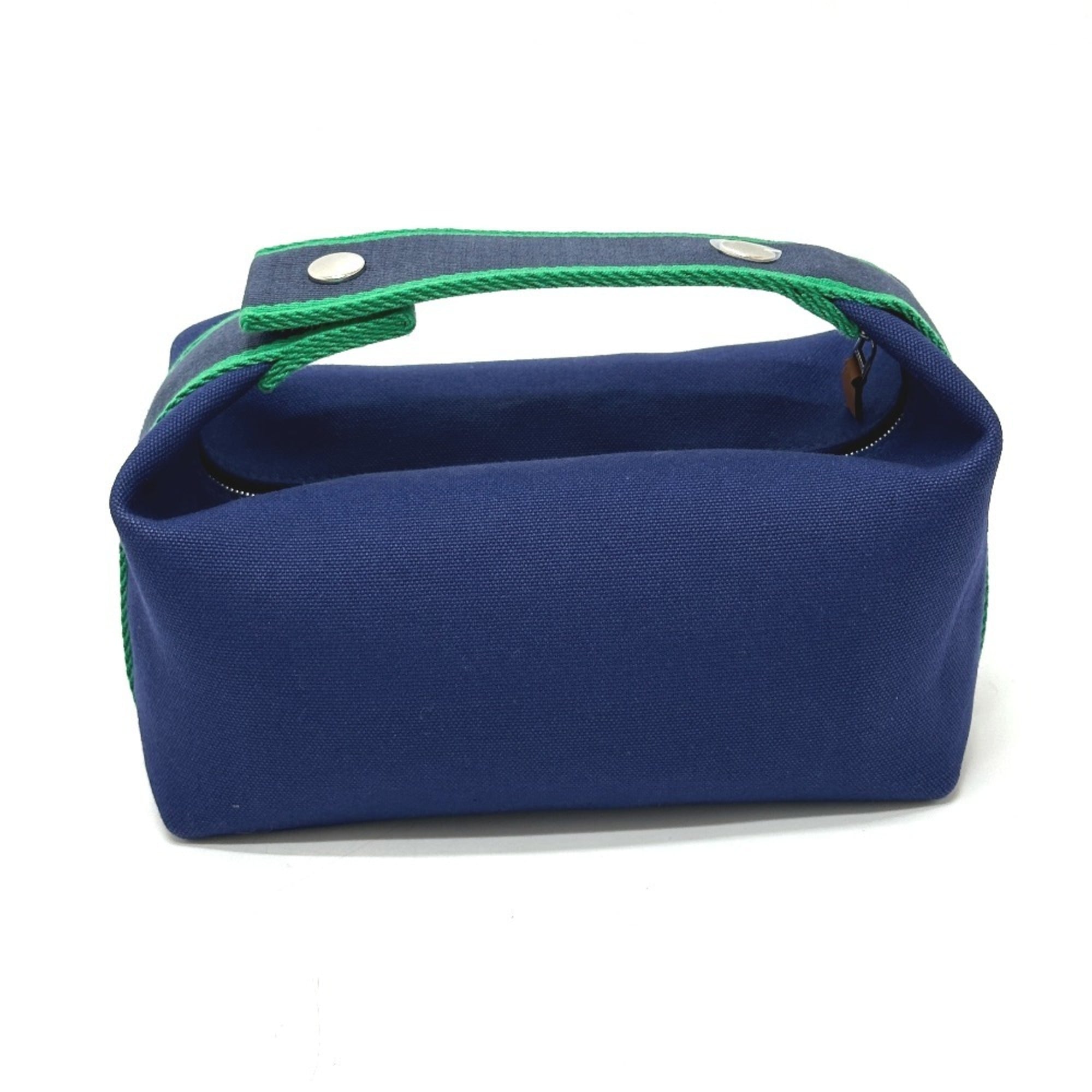 Hermes Black Blue Cotton Handbag (Pre-Owned)