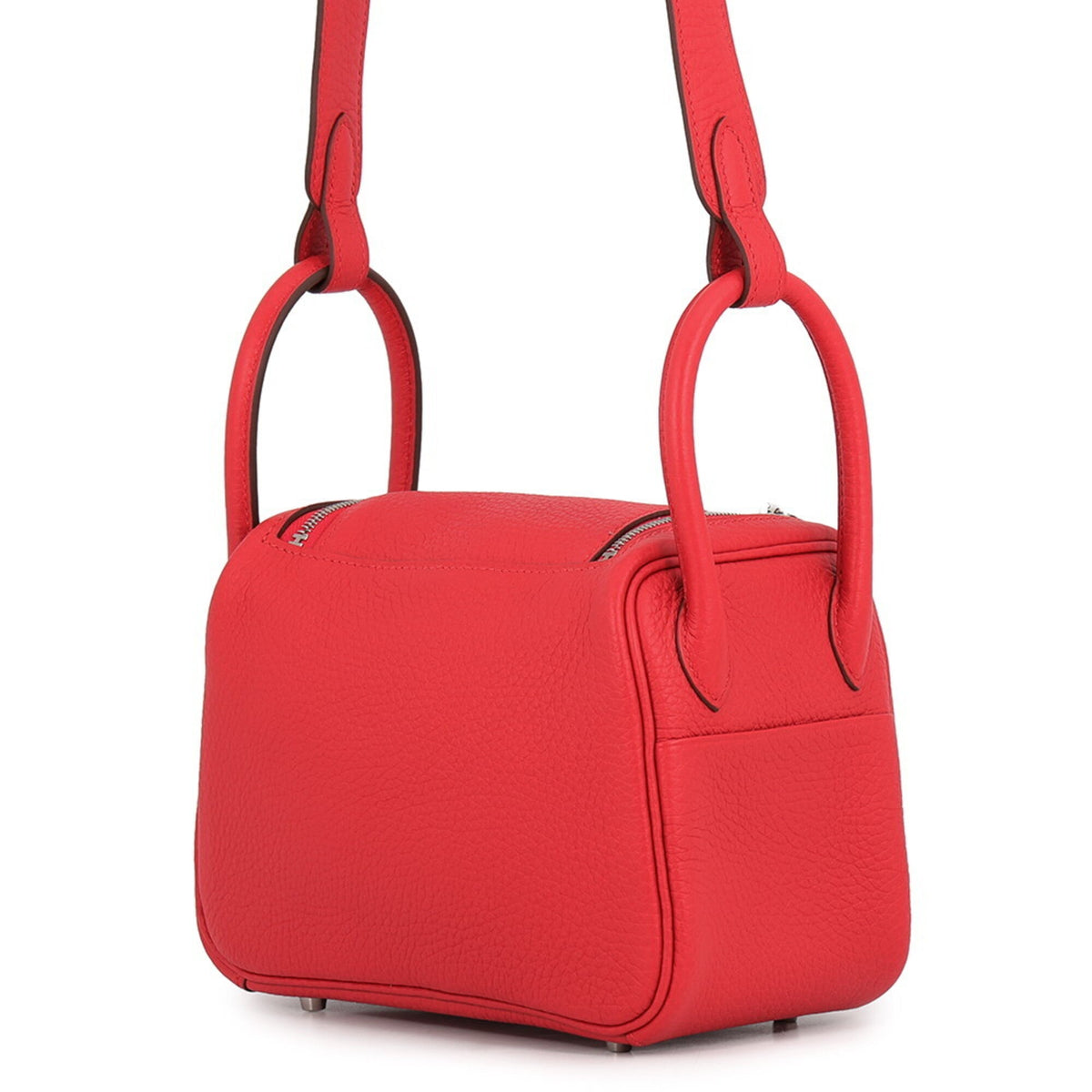 Hermes Red Color Taurillon Clemence Leather Handbag Shoulder Bag (Pre-Owned)