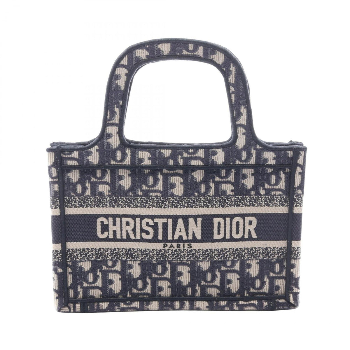 Christian Dior Ivory Navy Canvas Handbag Tote Bag (Pre-Owned)