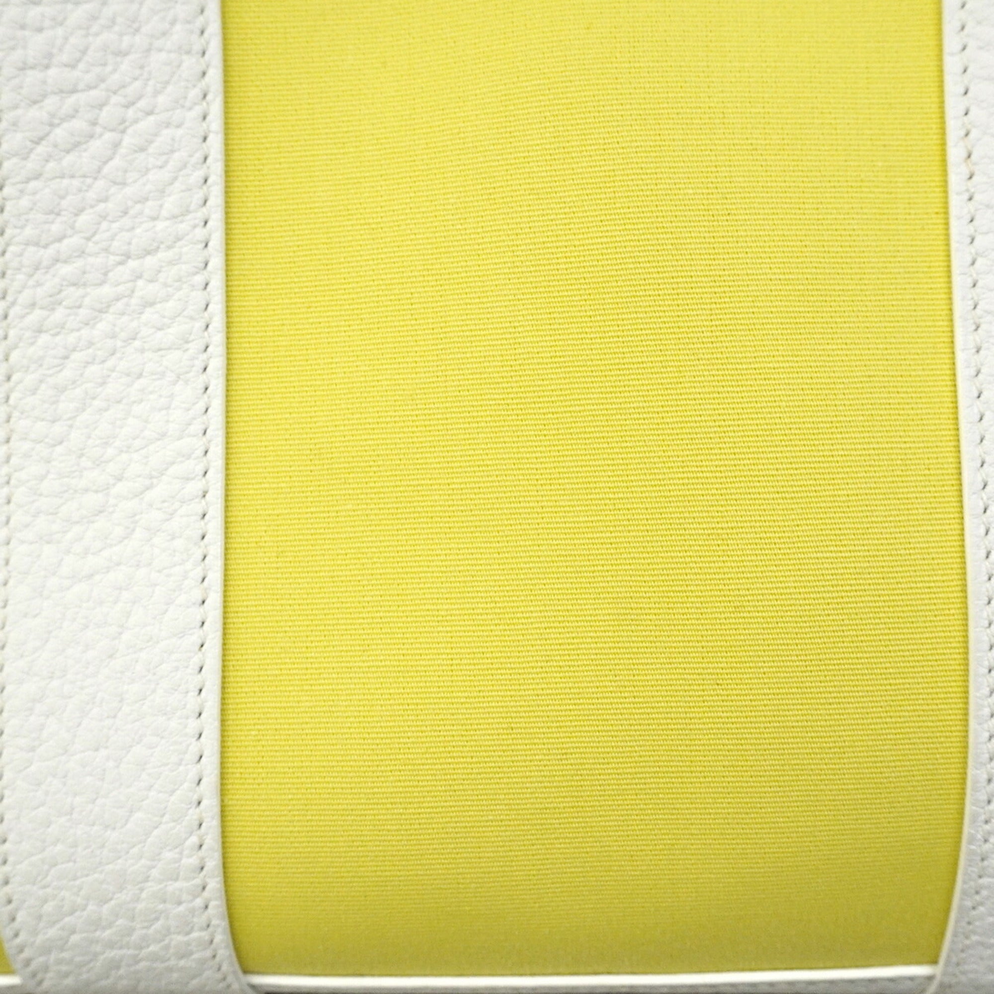 Hermes White Yellow Toile Officier Tote Bag (Pre-Owned)