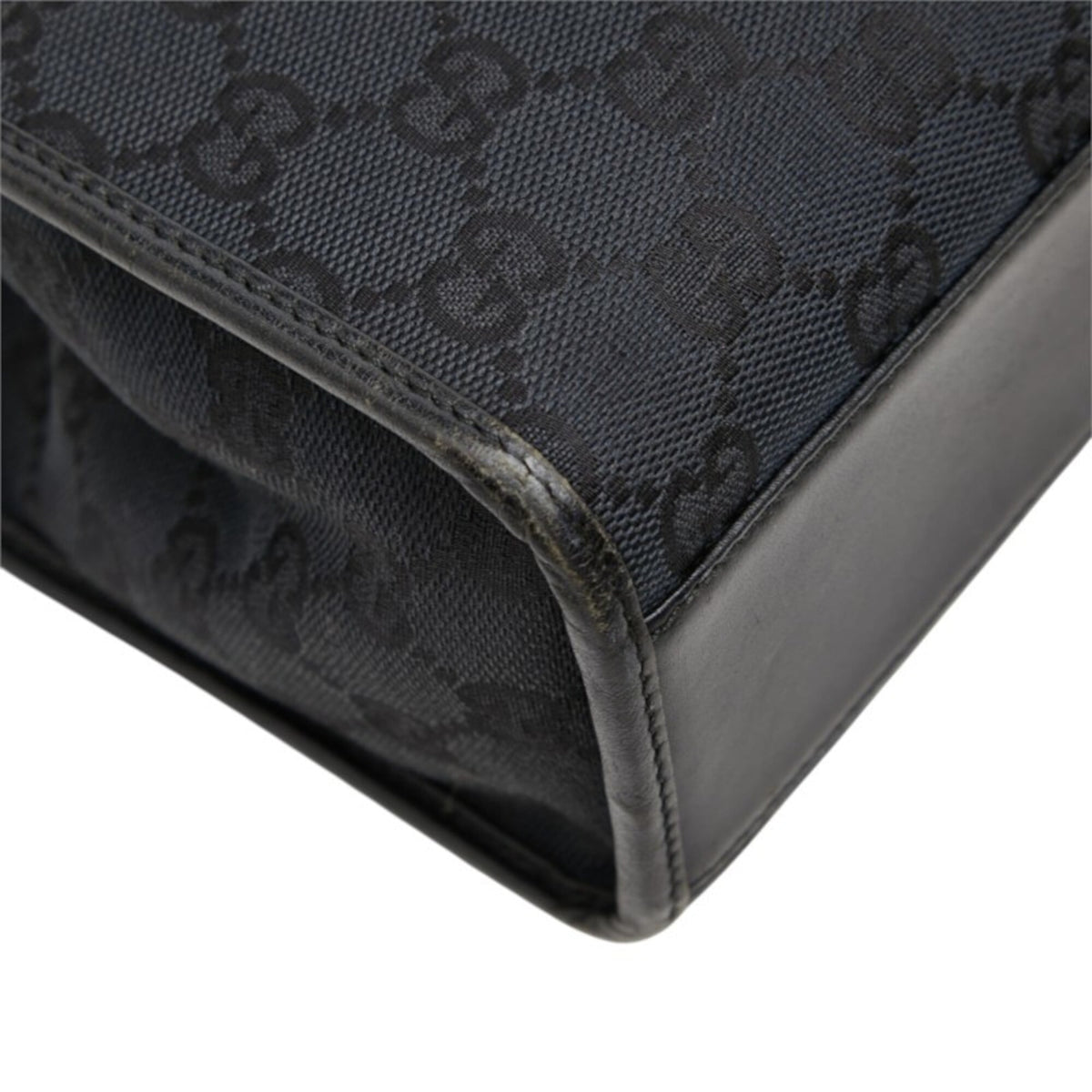 Gucci Black Canvas Leather Handbag Tote Bag (Pre-Owned)