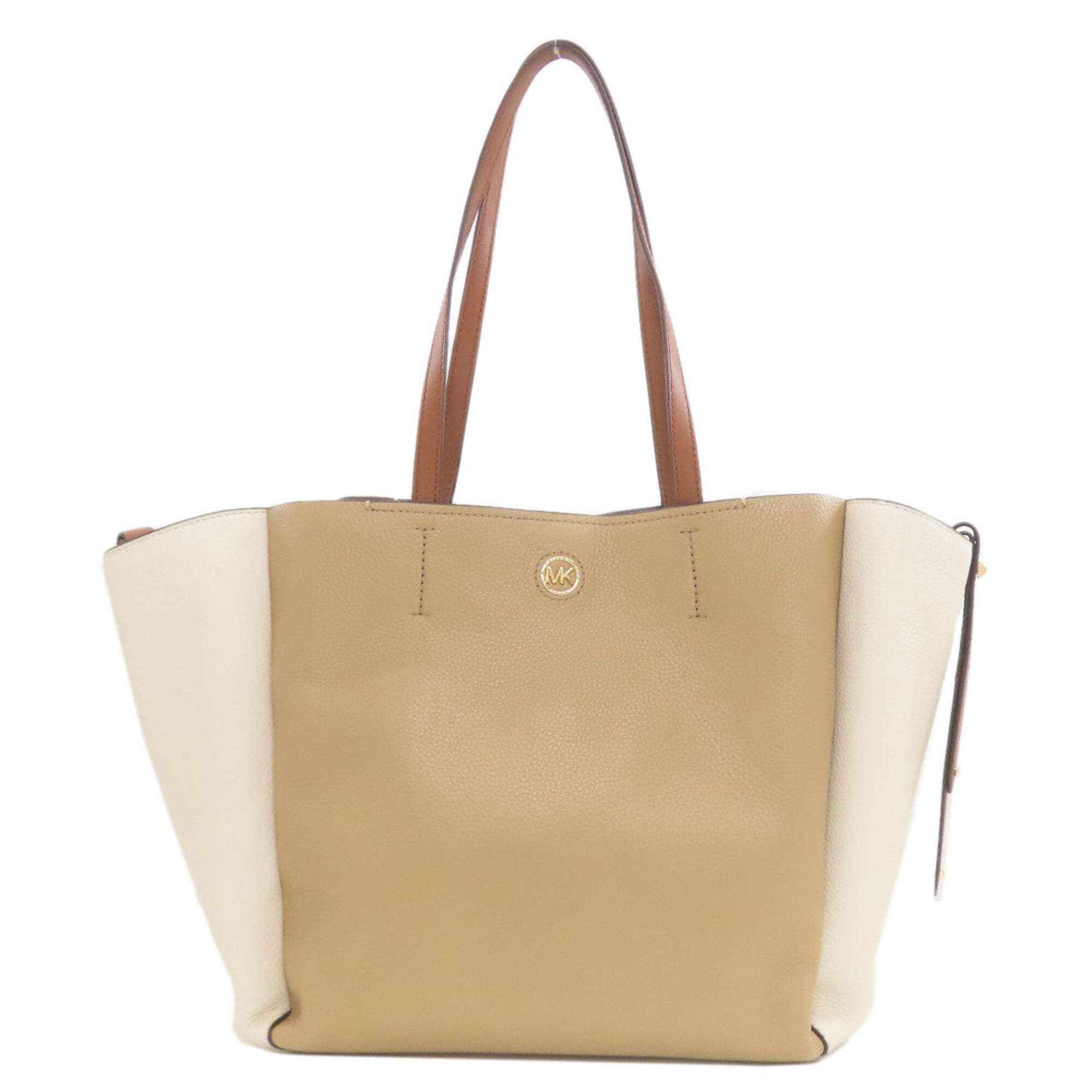 Michael Kors Beige Brown Leather Tote Bag (Pre-Owned)