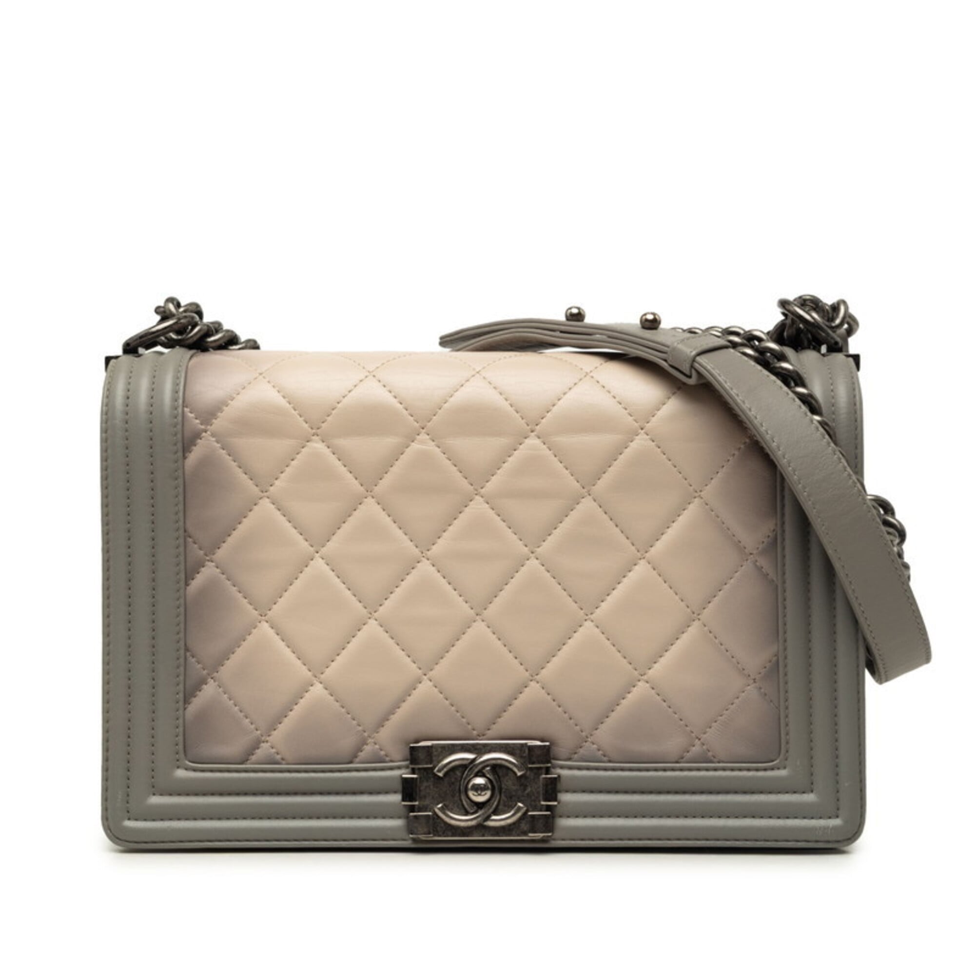 Chanel Gray Beige Shoulder Bag (Pre-Owned)