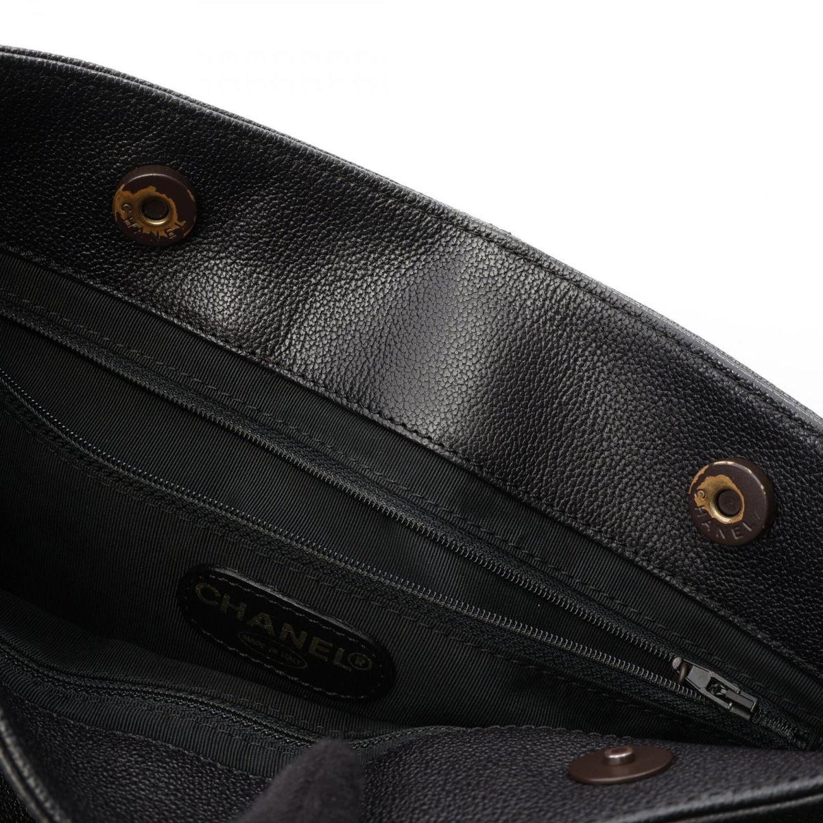 Chanel Black Grained Calfskin Handbag Shoulder Bag (Pre-Owned)