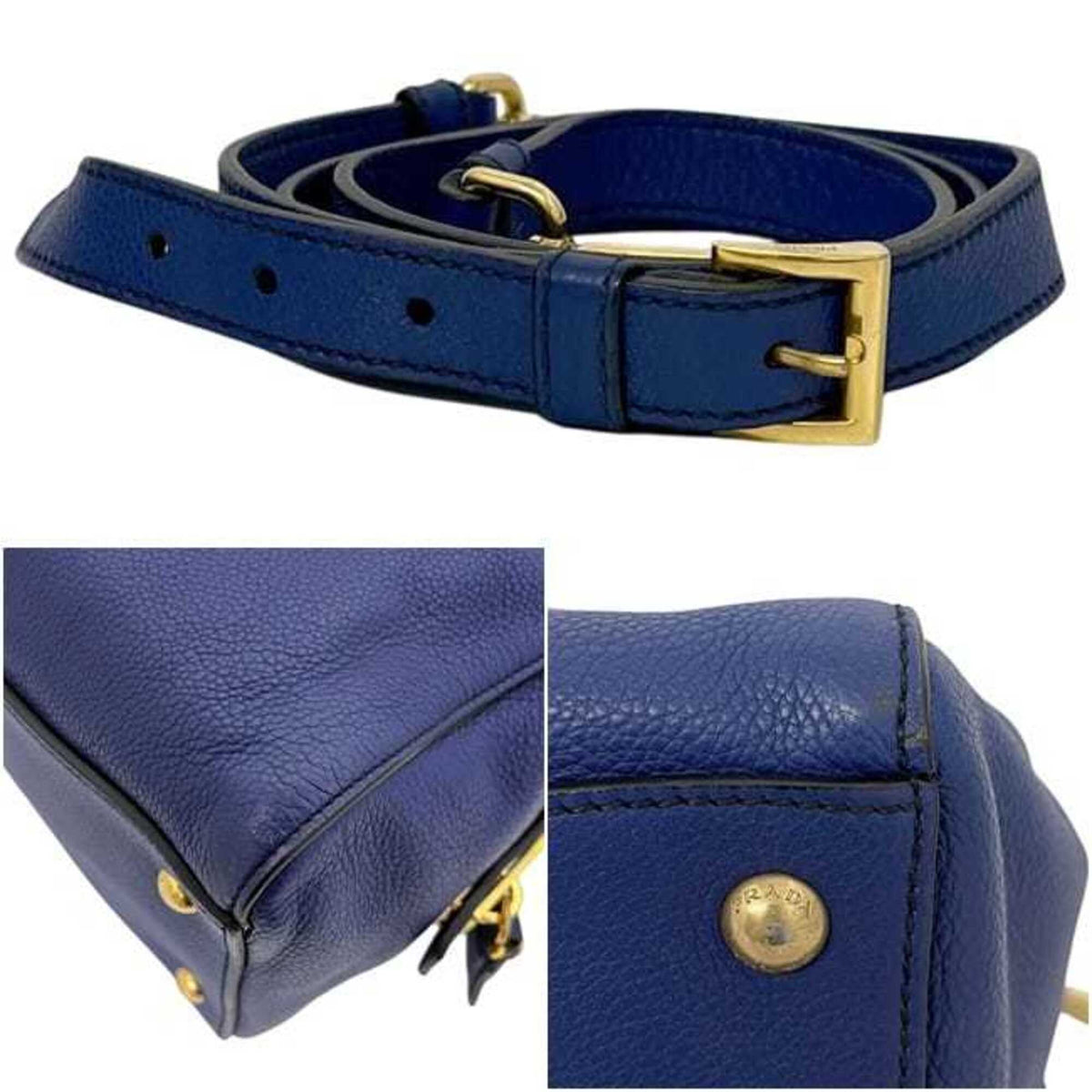 Prada Blue Leather Tote Bag (Pre-Owned)