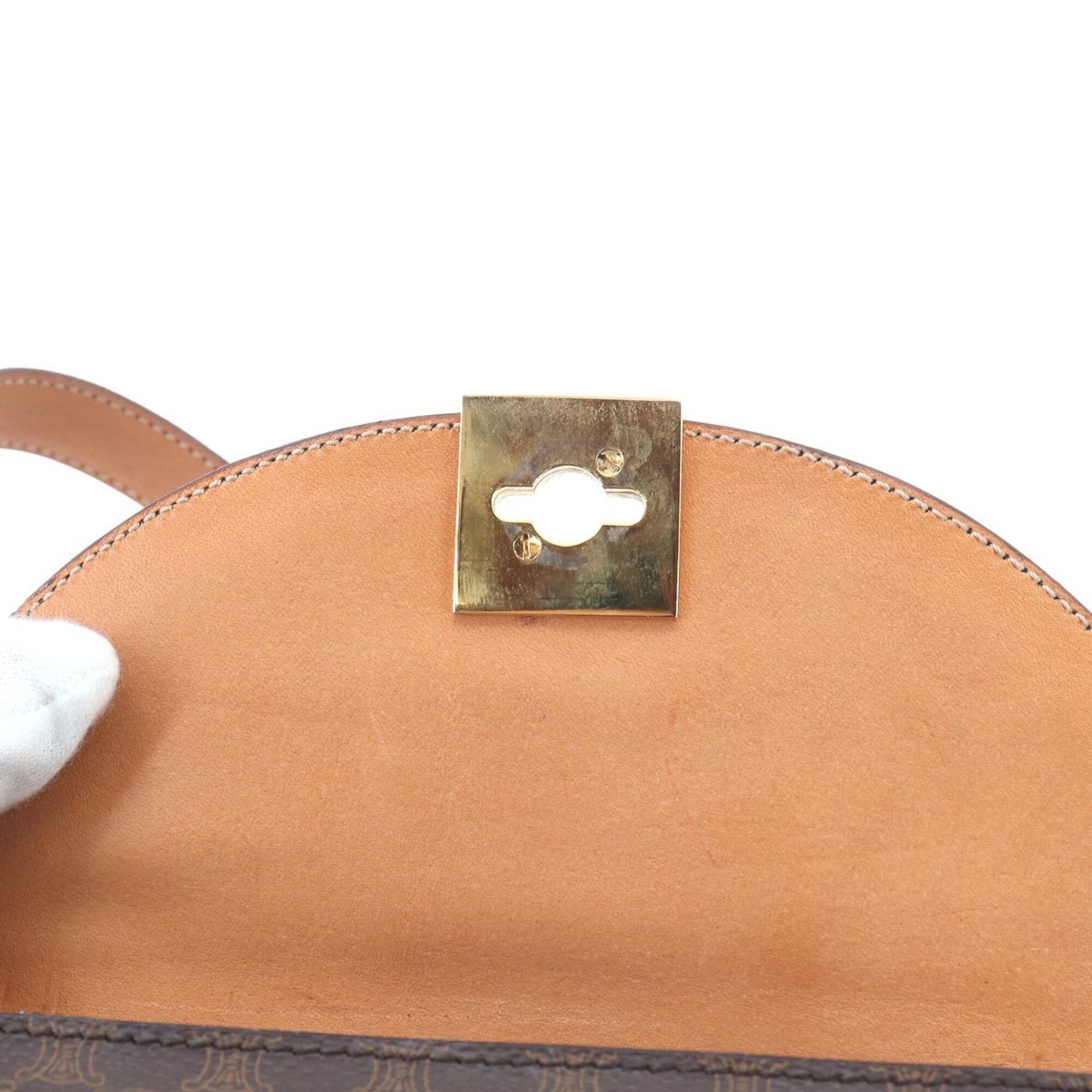 Celine Brown Leather Pvc Handbag Shoulder Bag (Pre-Owned)