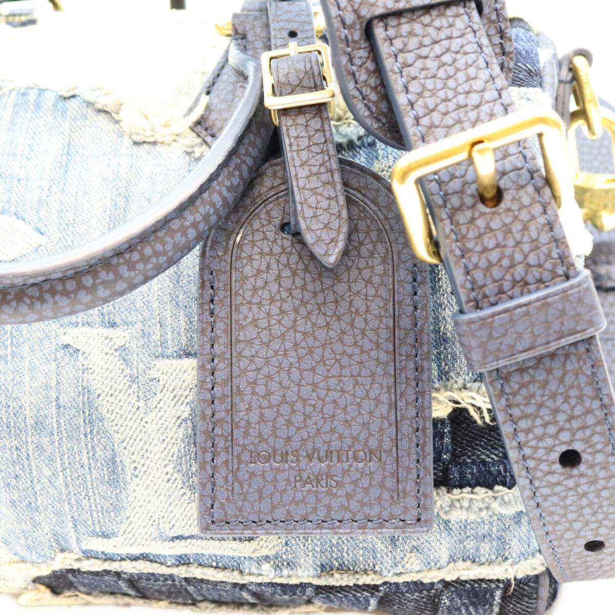 Louis Vuitton Gold Monogram Denim Boston Bag Shoulder Bag (Pre-Owned)