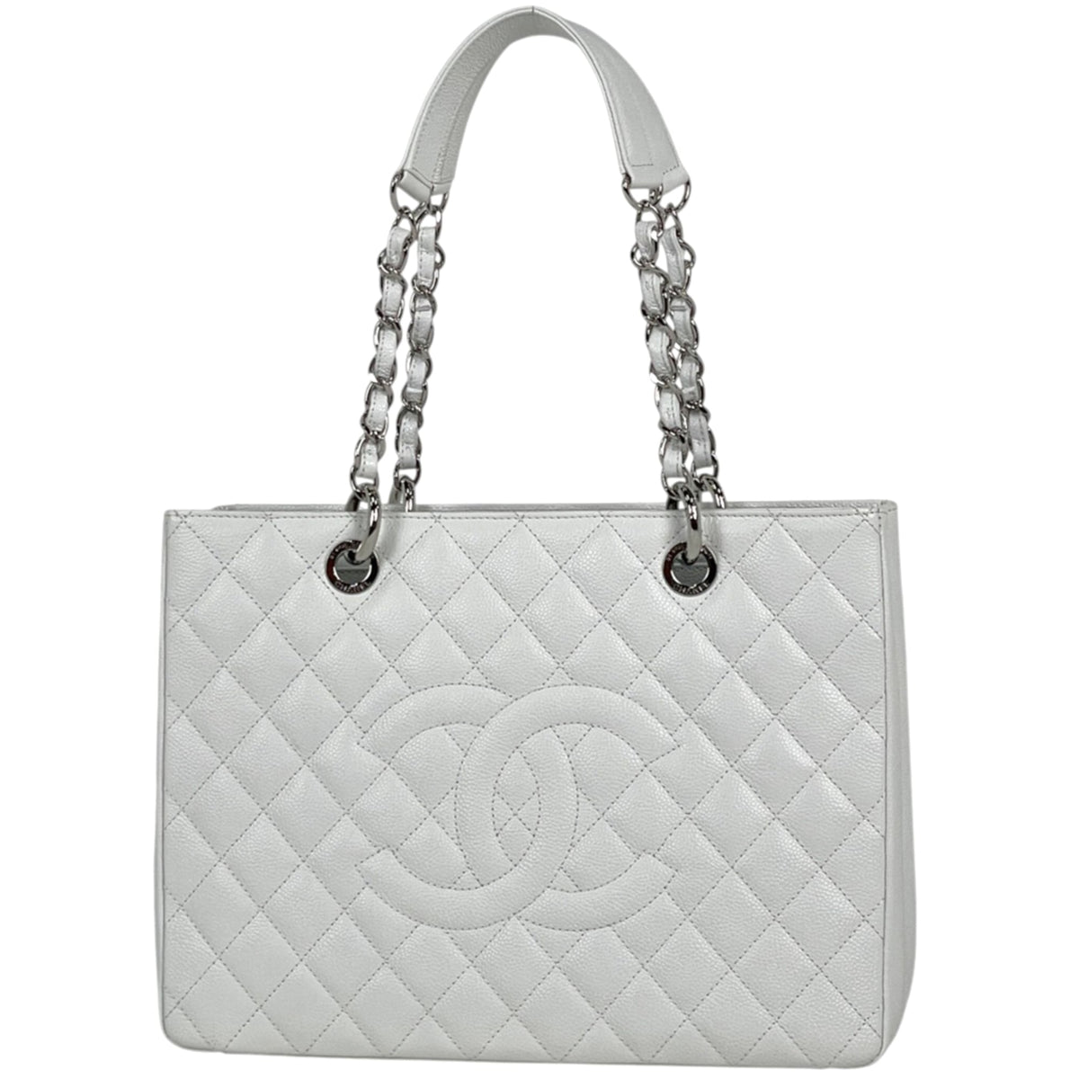 Chanel White Grained Calfskin Tote Bag (Pre-Owned)