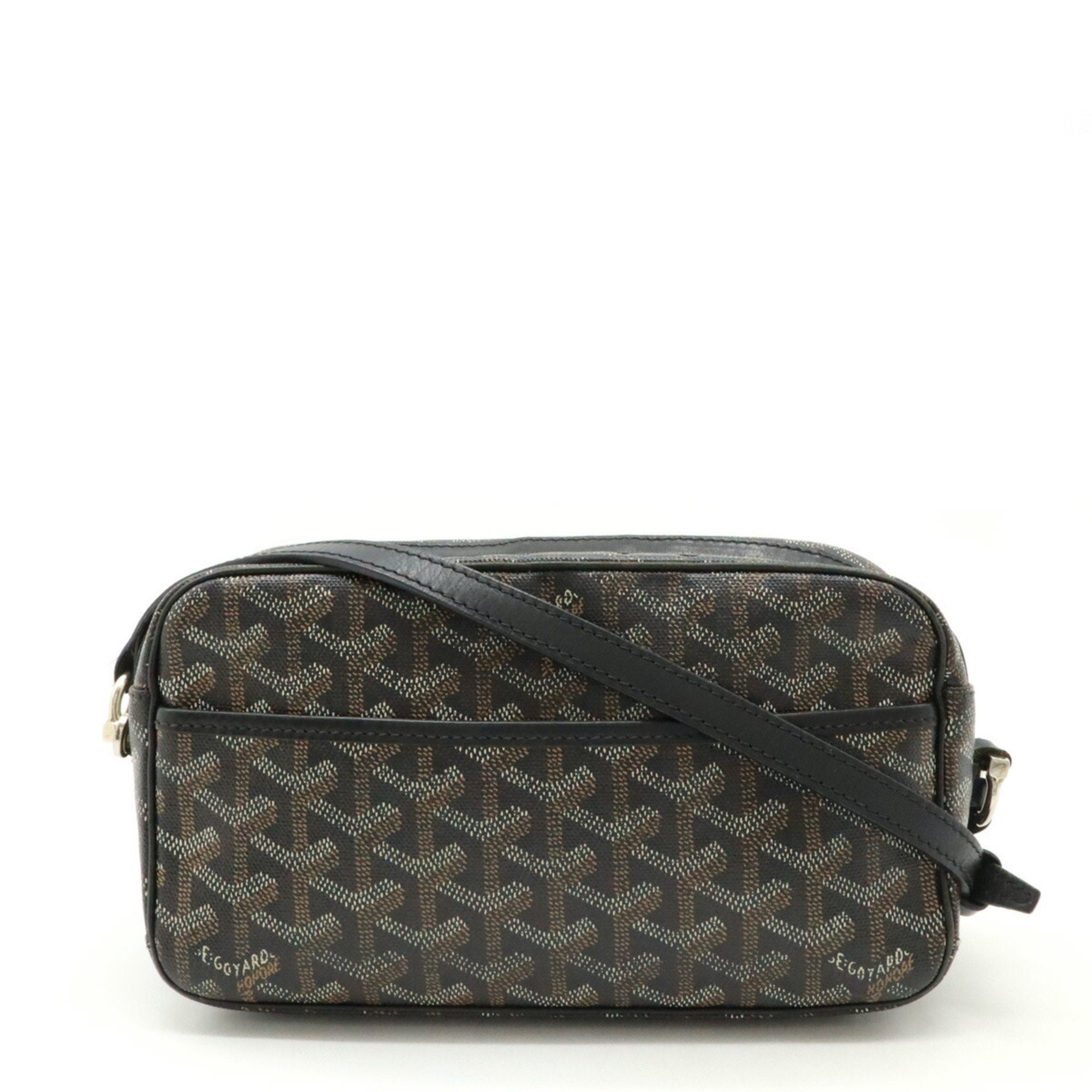 Goyard Black Brown White Coated Canvas Leather Pochette Shoulder Bag (Pre-Owned)
