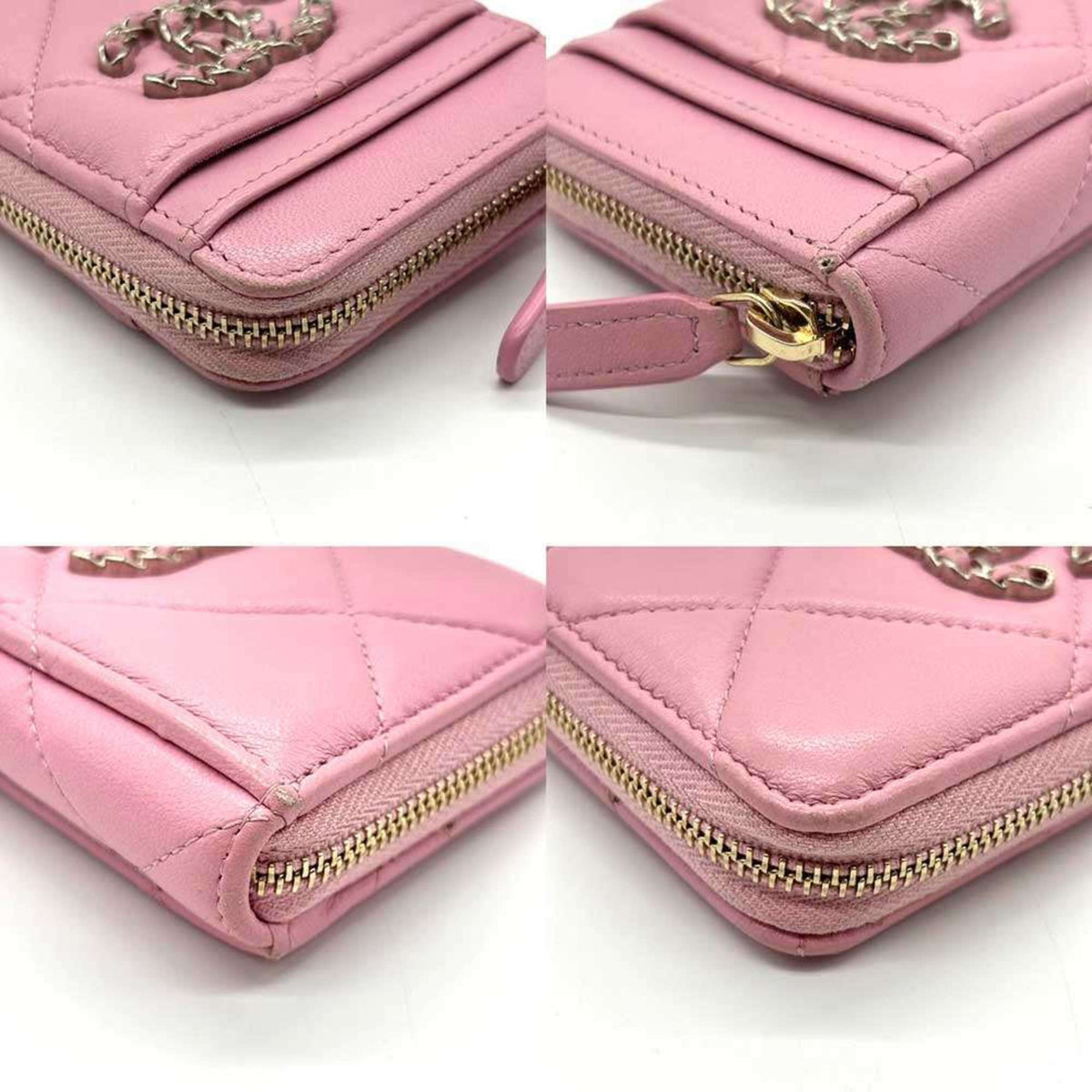Chanel Pink Leather Coin Purse/Coin Case (Pre-Owned)