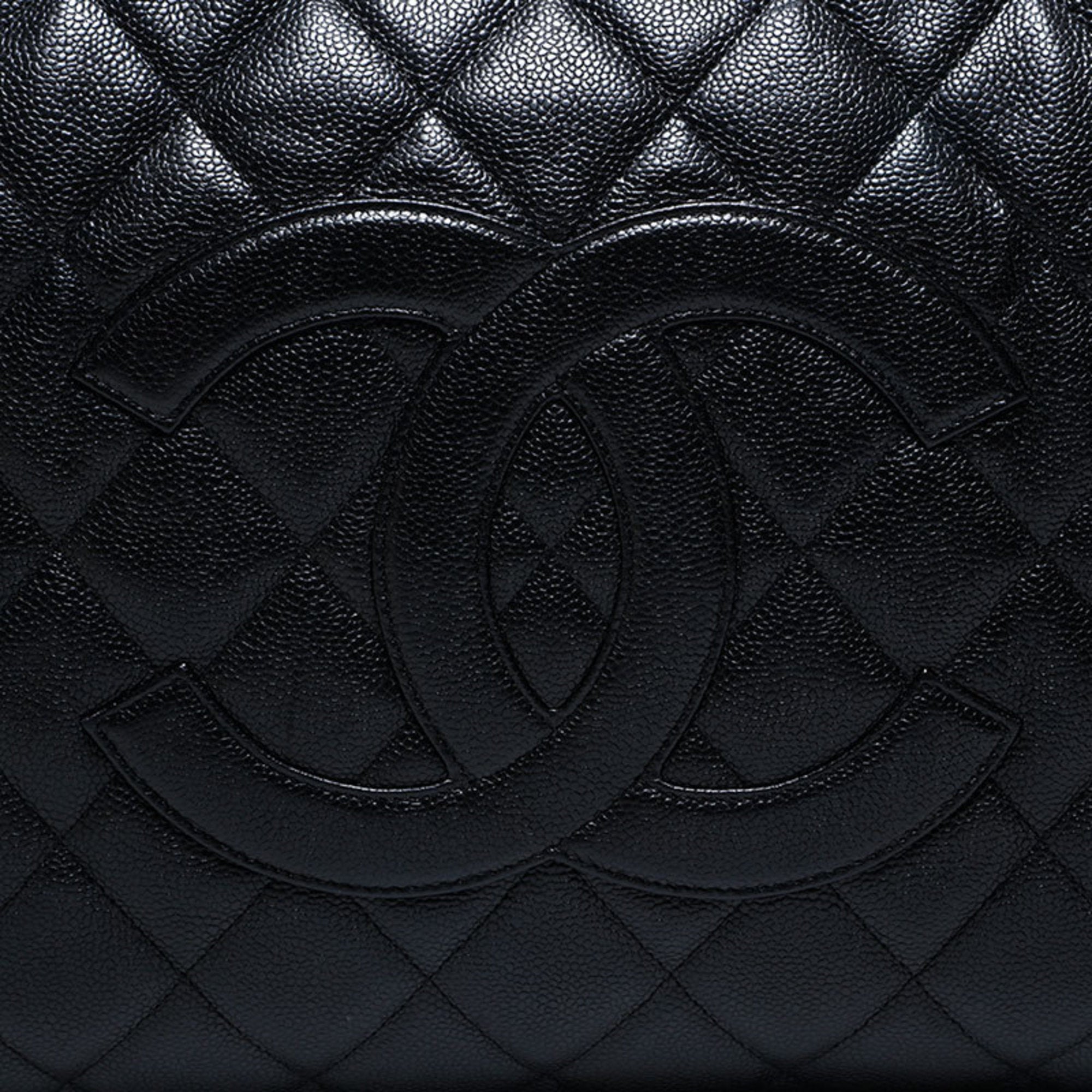 Chanel Matelasse Black Grained Calfskin Boston Bag (Pre-Owned)