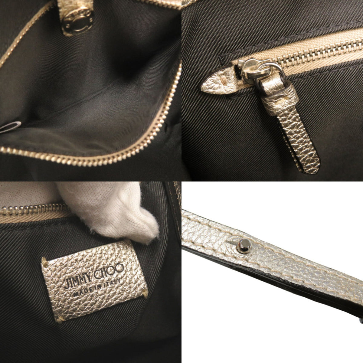 Jimmy Choo Champagne Gold Leather Handbag Shoulder Bag Tote Bag (Pre-Owned)
