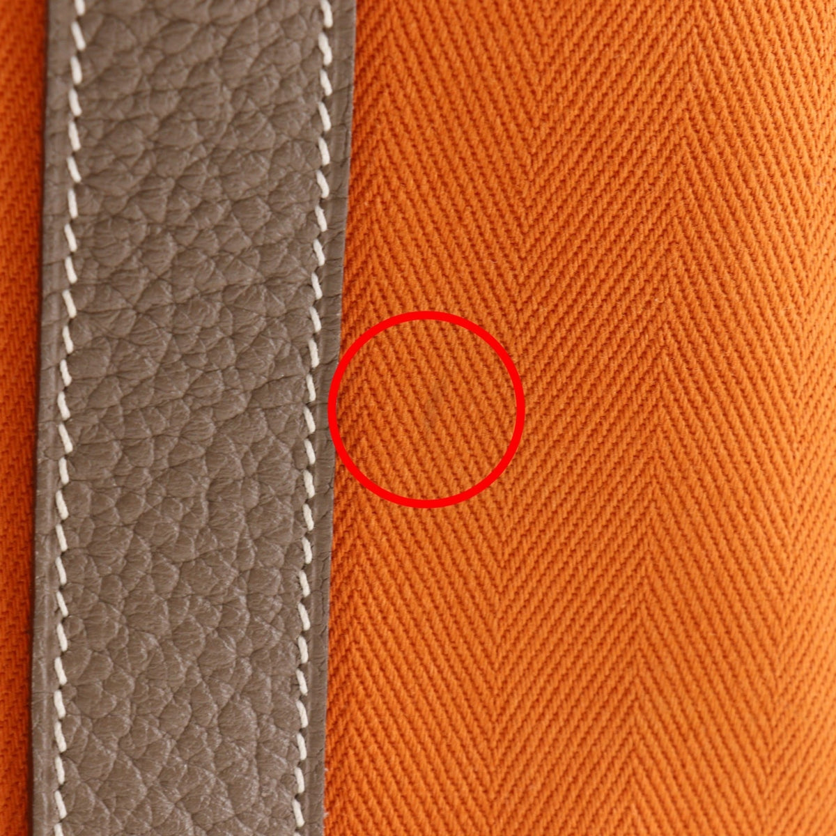 Hermes Brown Orange Toile Chevron Negonda Leather Handbag (Pre-Owned)