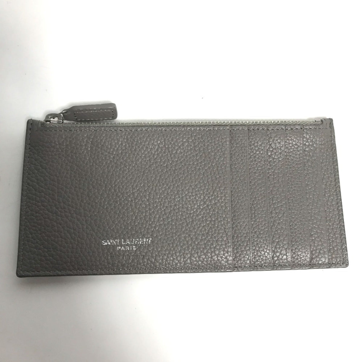 Yves Saint Laurent Gray Leather Long Wallet (Bi-Fold) (Pre-Owned)