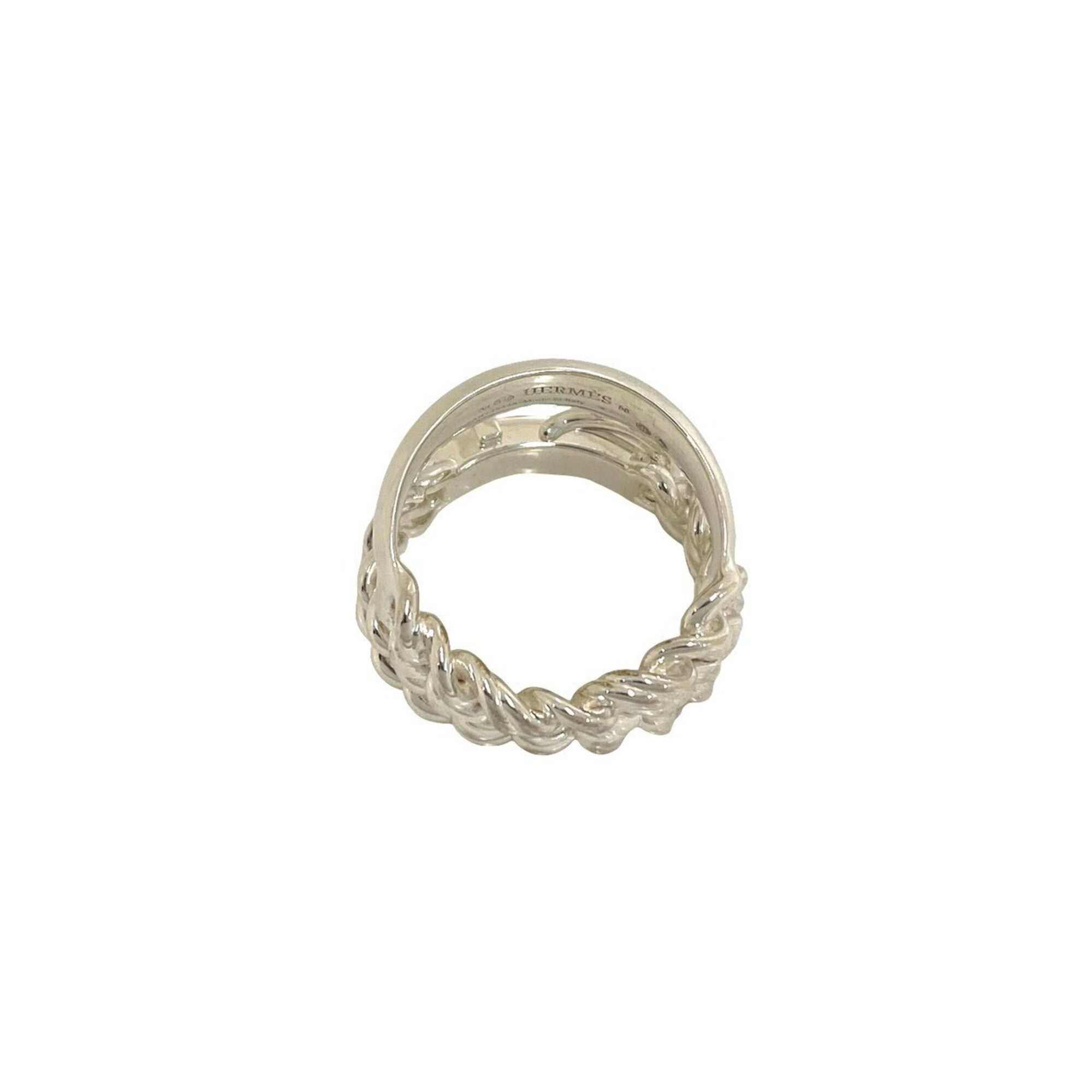 Hermes Silver Silver 925 Band Ring (Pre-Owned)