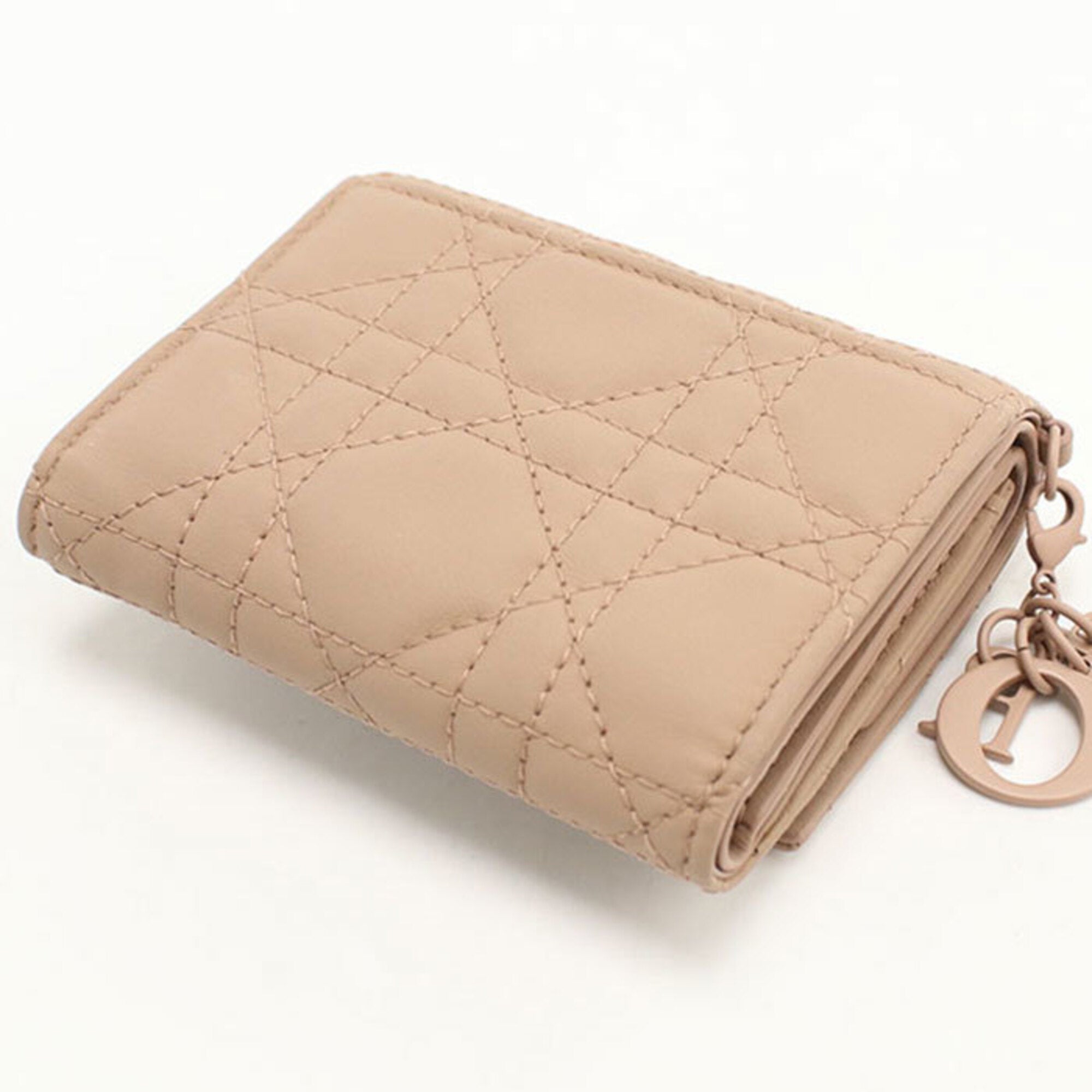 Christian Dior Beige Leather Wallet (Tri-Fold) (Pre-Owned)