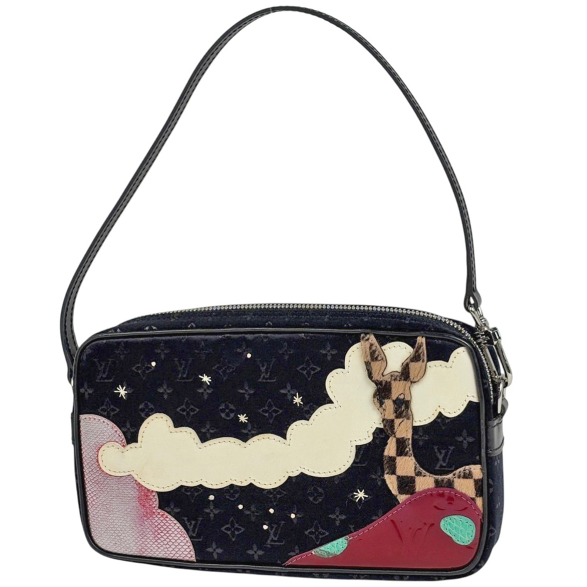 Louis Vuitton Black Monogram Monogram Satin Handbag Pochette (Pre-Owned)