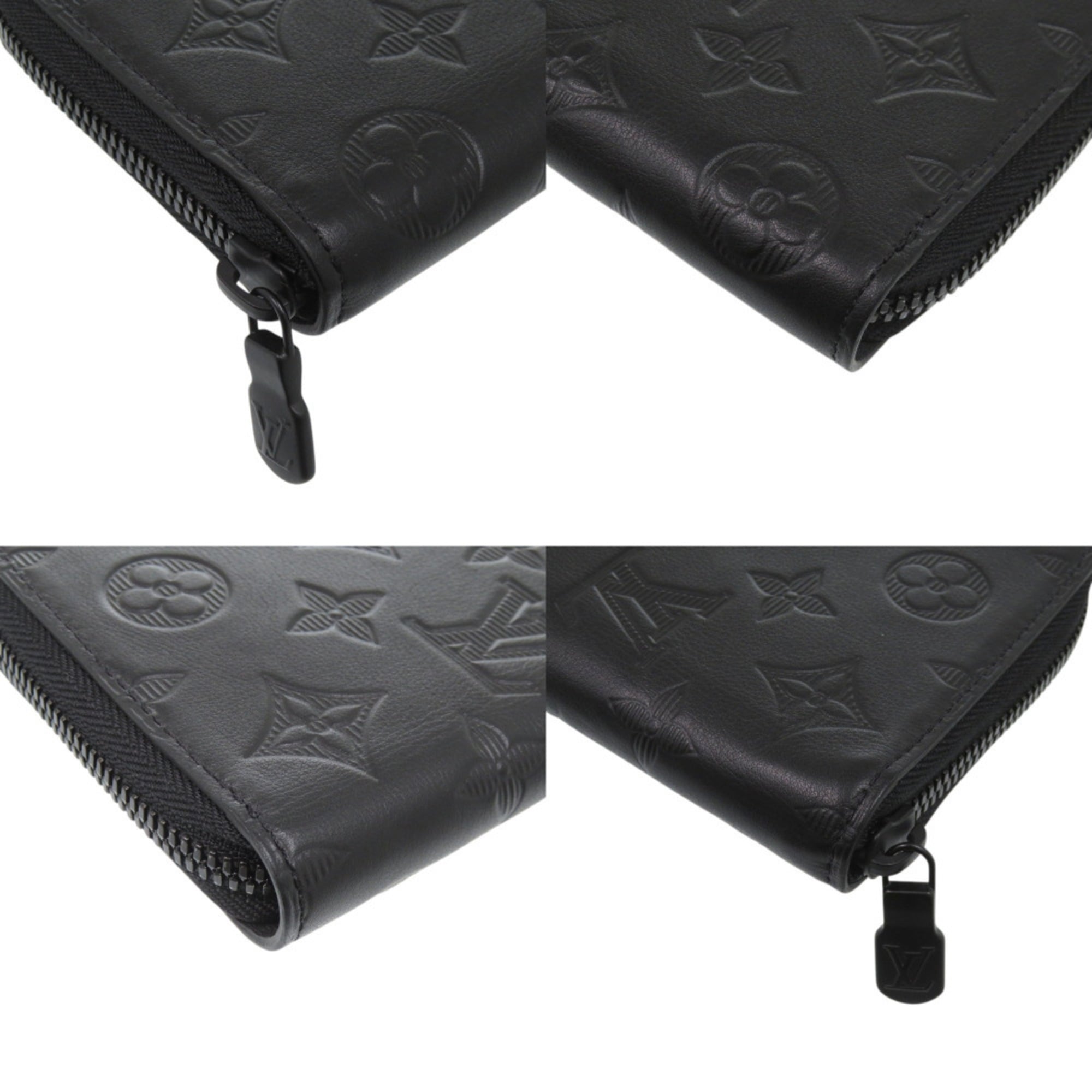 Louis Vuitton Black Leather Long Wallet (Bi-Fold) (Pre-Owned)
