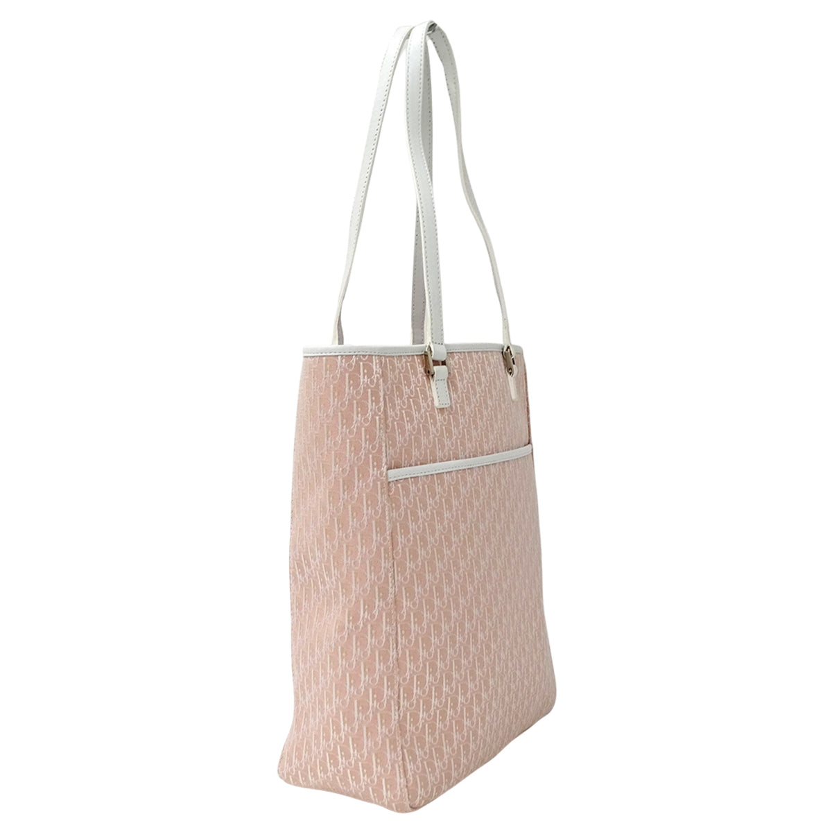 Christian Dior Pink White Canvas Handbag Tote Bag (Pre-Owned)