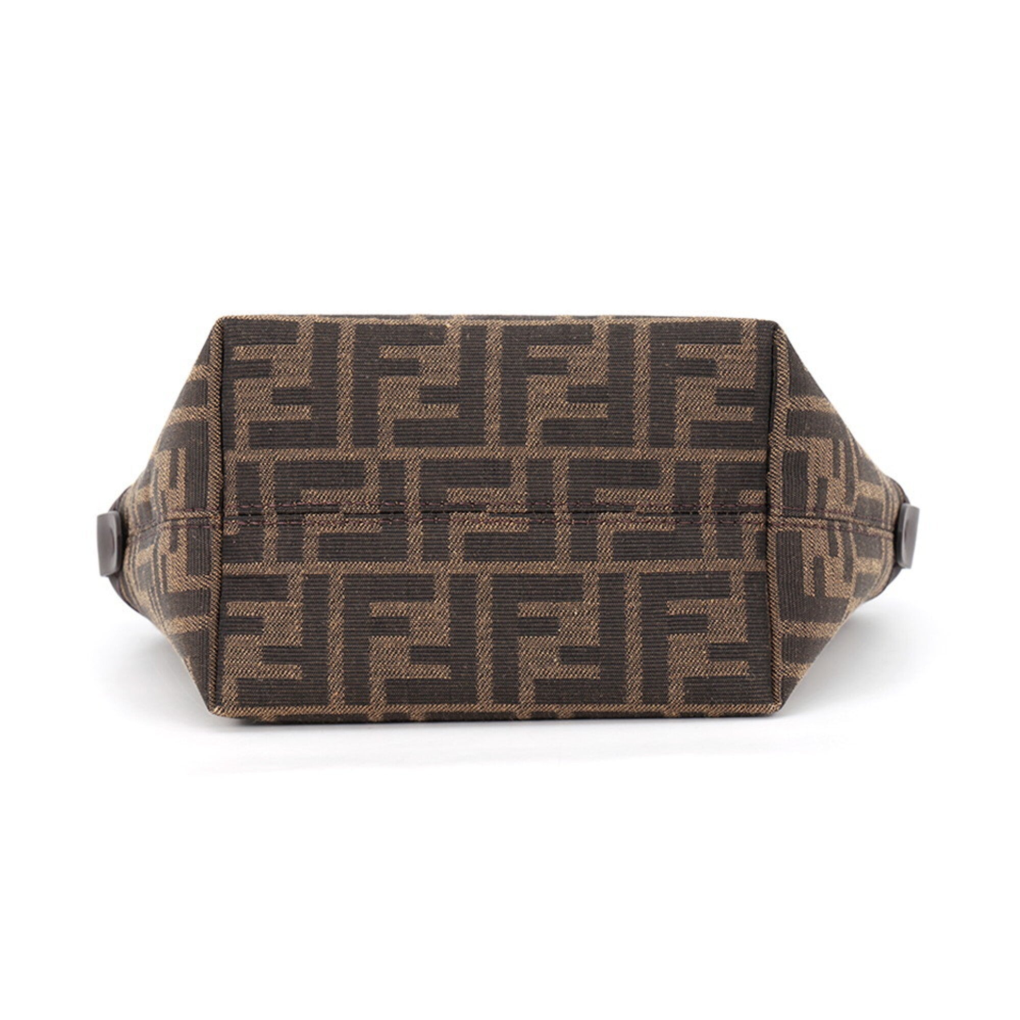 Fendi Brown Canvas Leather Handbag Shoulder Bag (Pre-Owned)