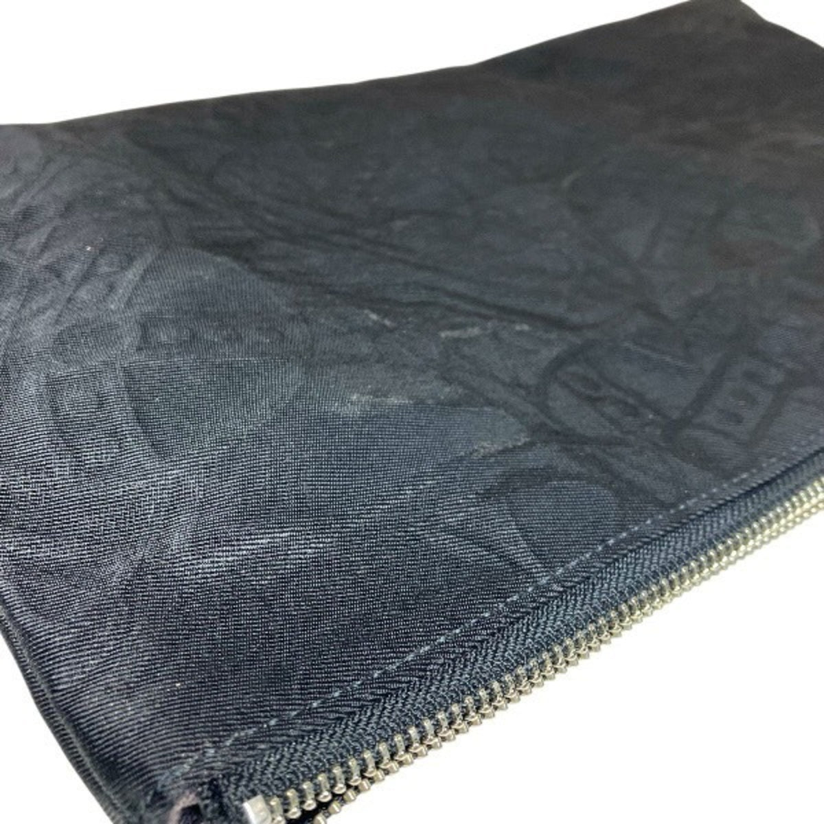 Vivienne Westwood Black Leather Nylon Clutch Bag Handbag (Pre-Owned)