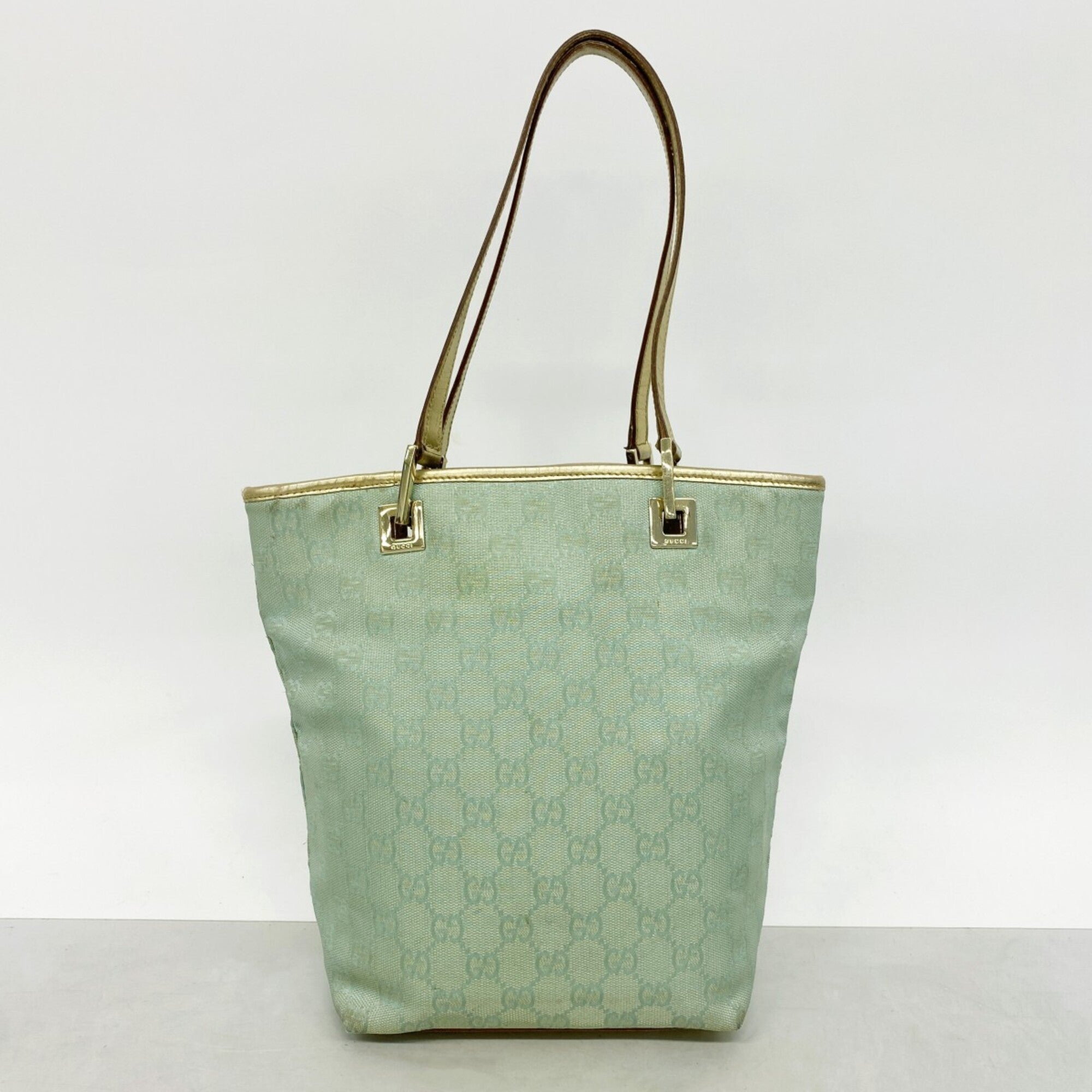 Gucci Gold Green Canvas Tote Bag (Pre-Owned)