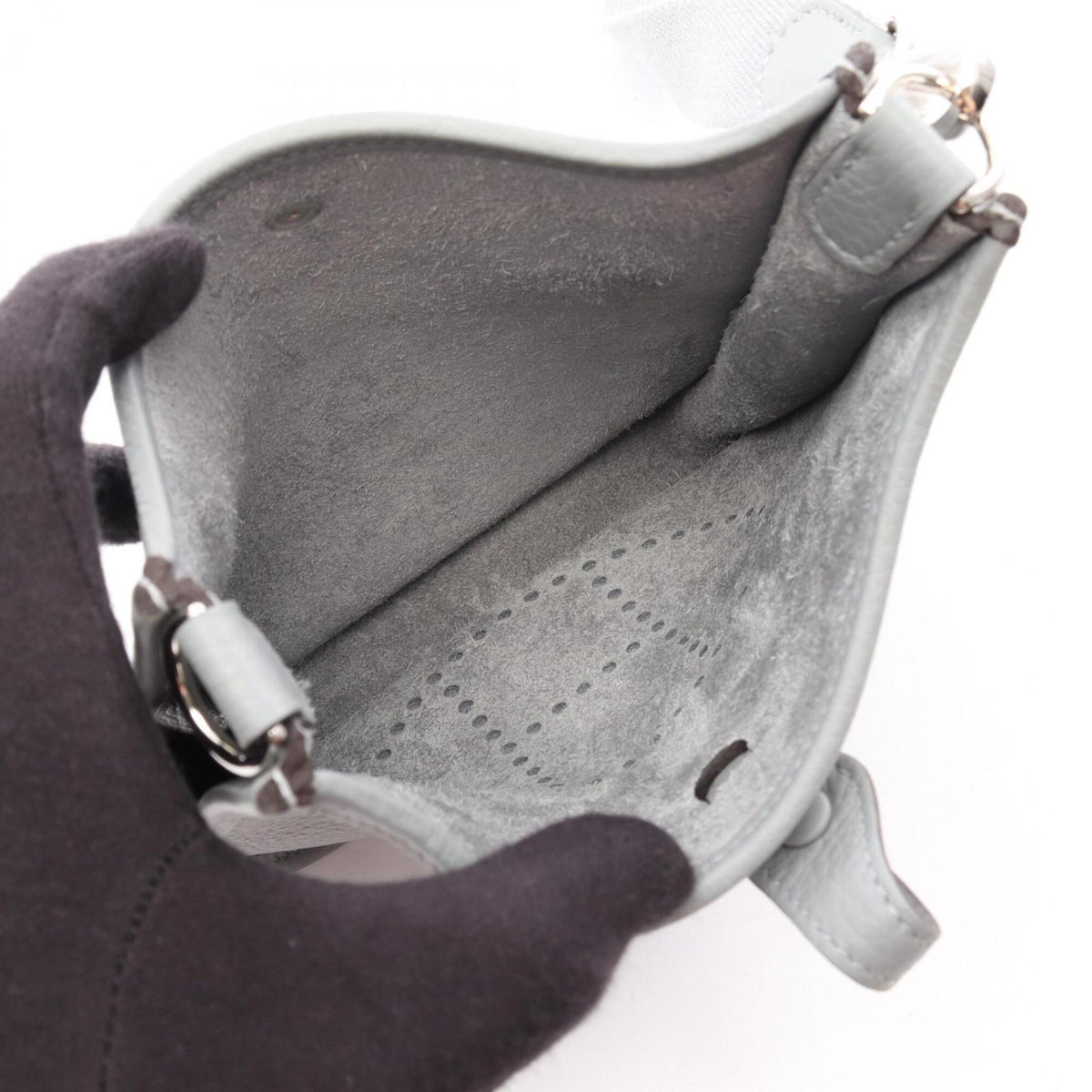 Hermes Gray Taurillon Clemence Leather Handbag Shoulder Bag (Pre-Owned)