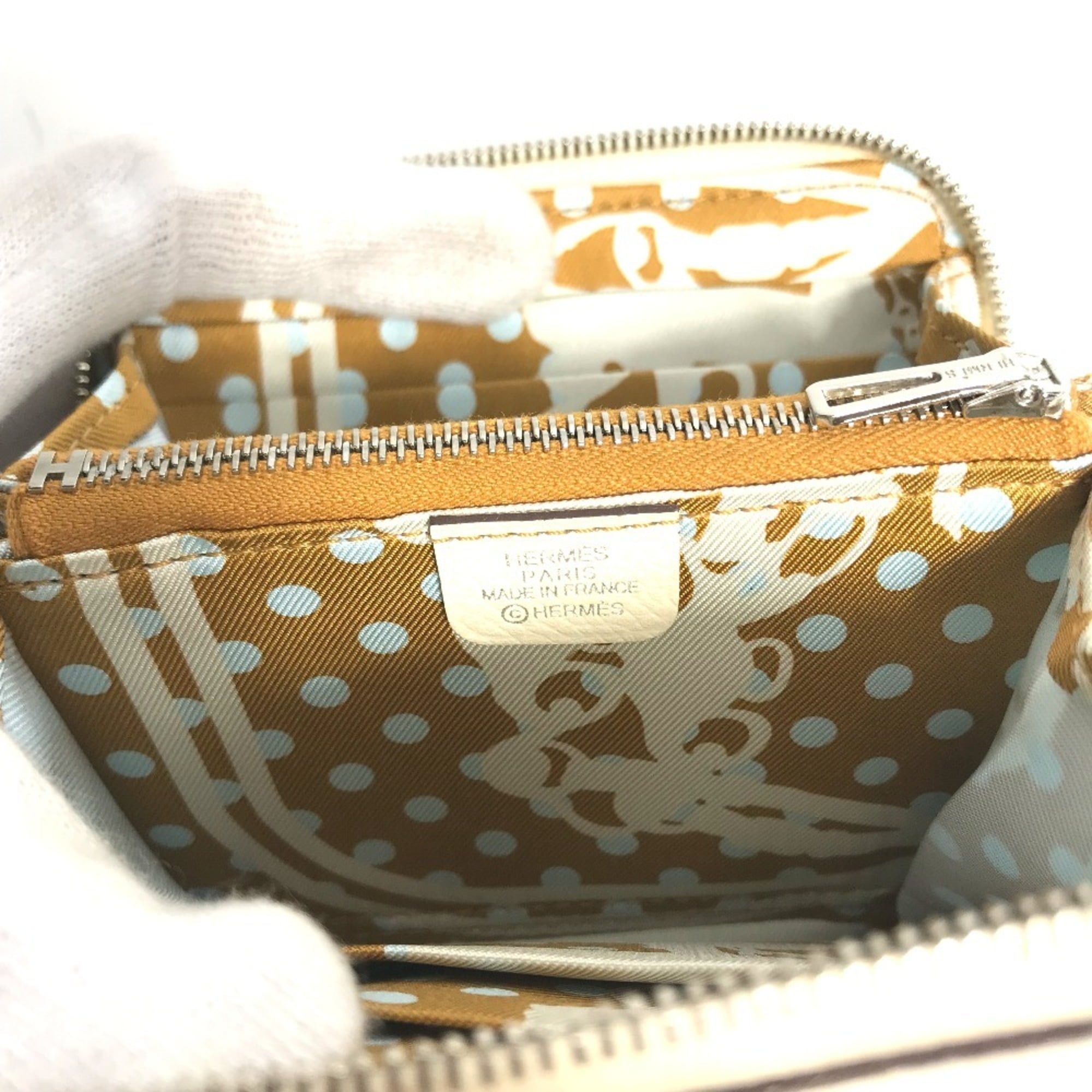 Hermes Silk'in White Epsom Leather Coin Purse/Coin Case (Pre-Owned)