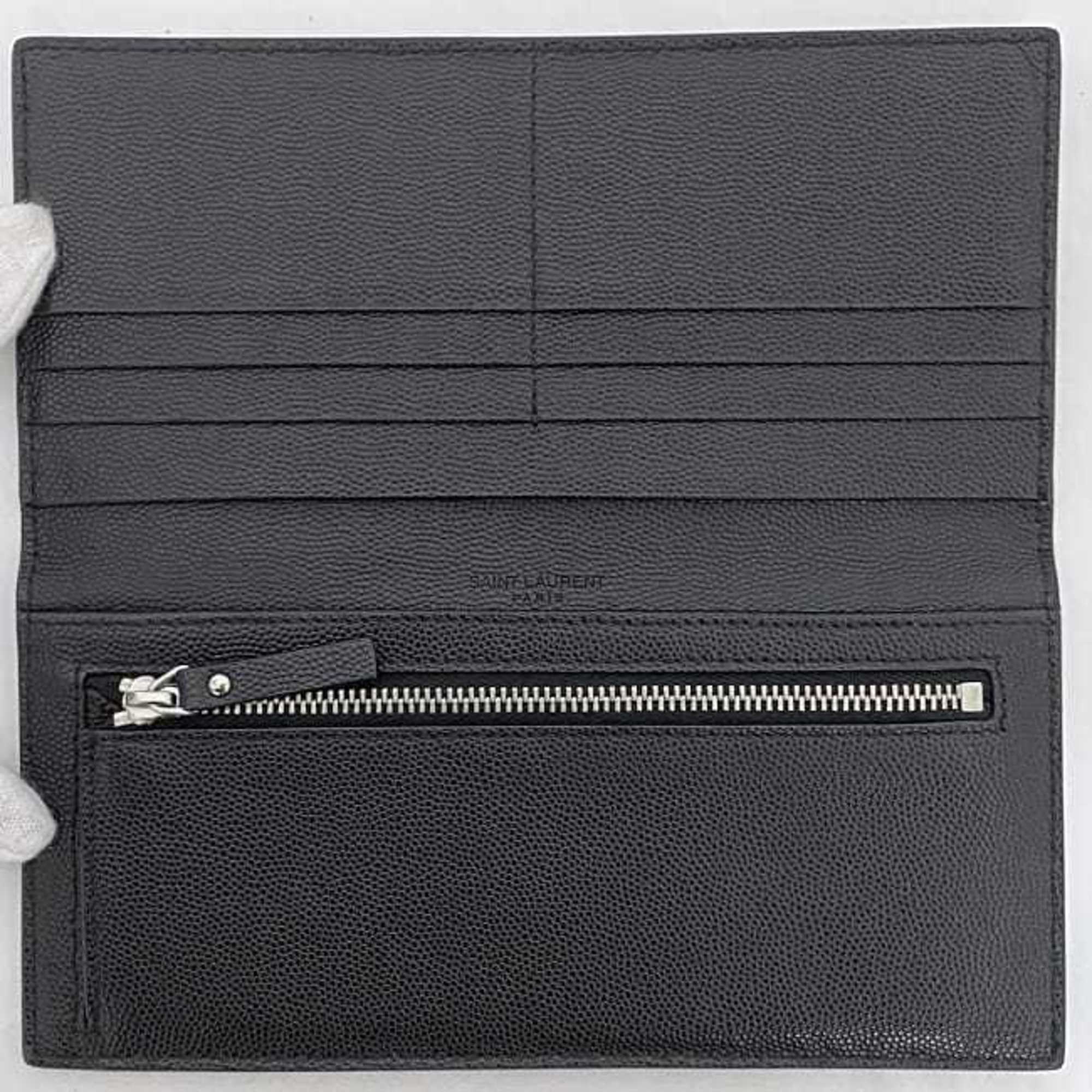 Saint Laurent Black Leather Long Wallet (Bi-Fold) (Pre-Owned)