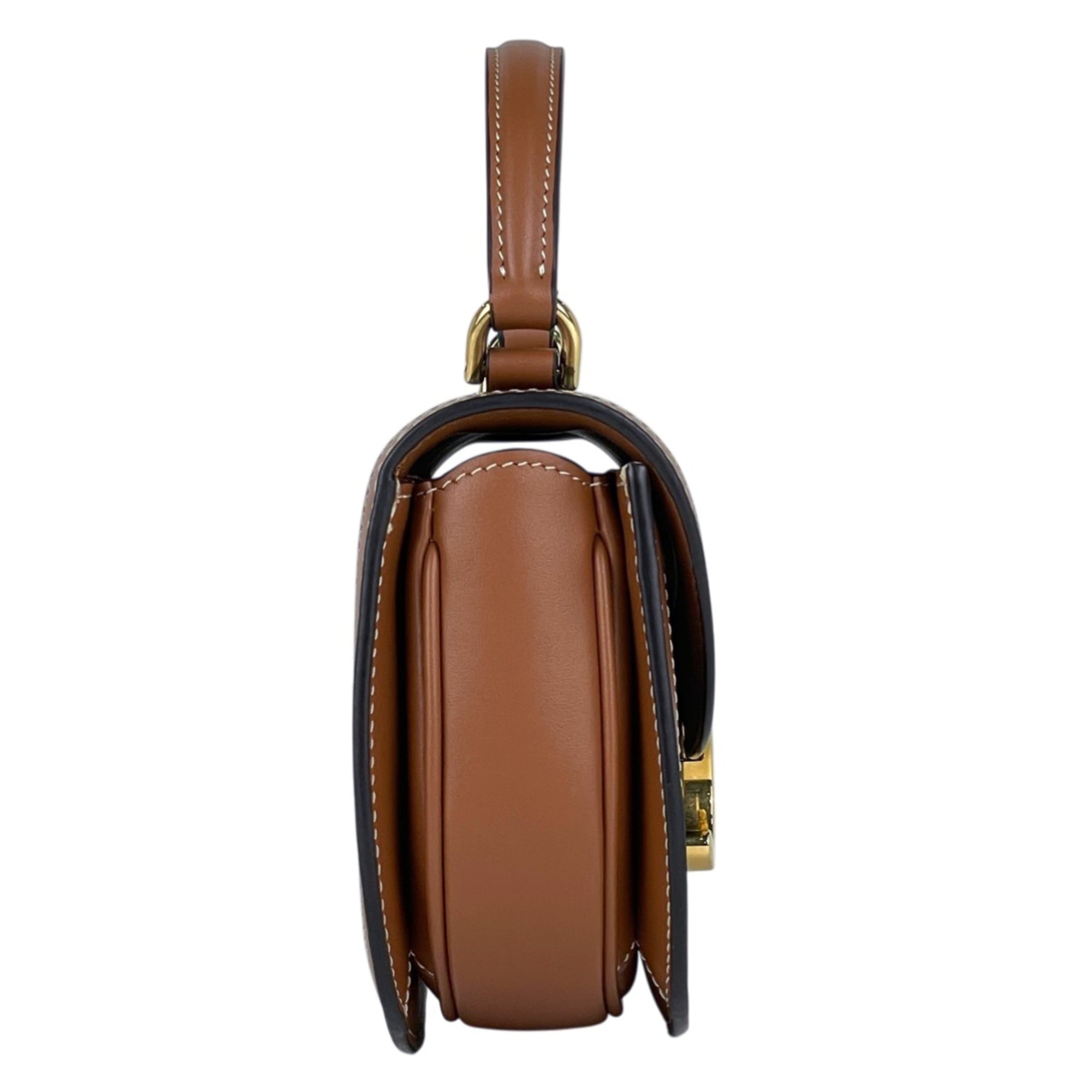 Celine Brown Coated Canvas Leather Handbag Shoulder Bag (Pre-Owned)