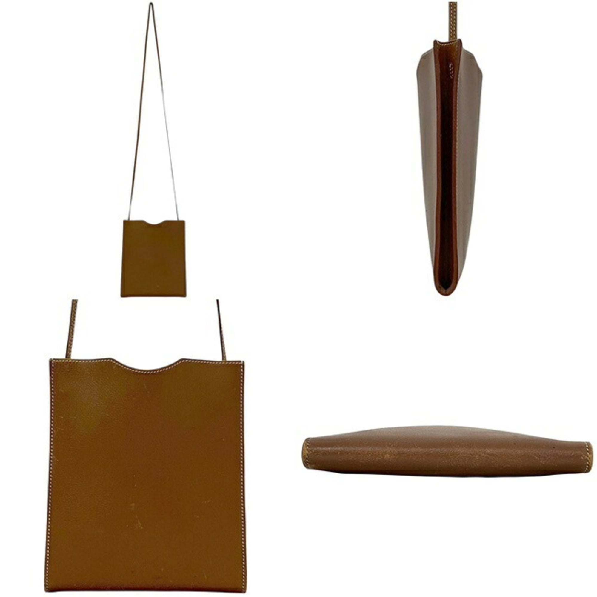 Hermes Brown Leather Pochette Shoulder Bag (Pre-Owned)