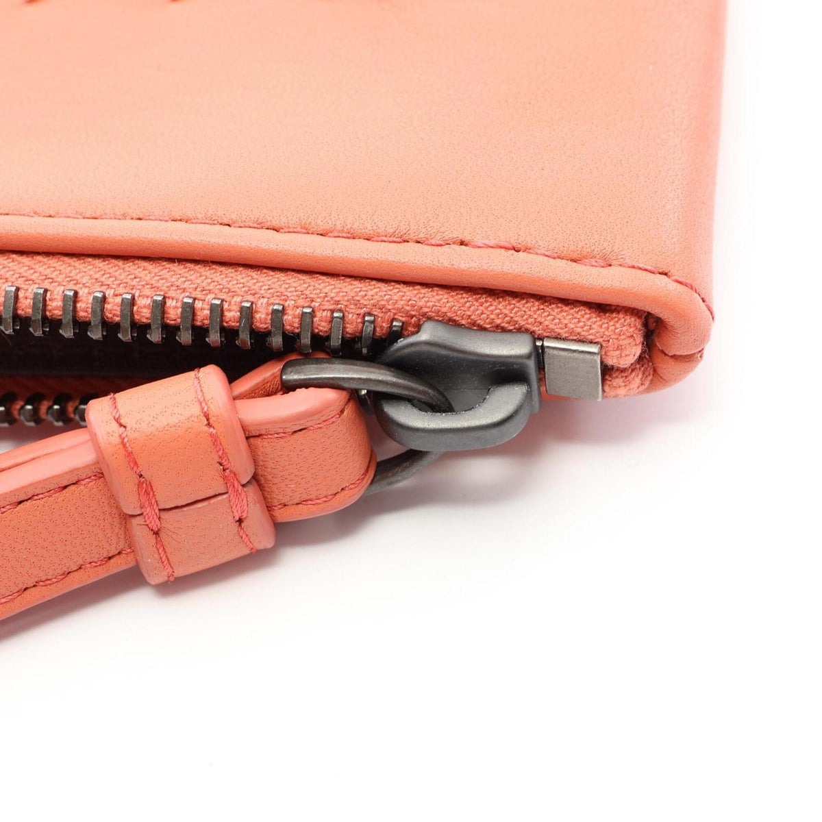 Bottega Veneta Intrecciato Orange Leather Clutch Bag (Pre-Owned)