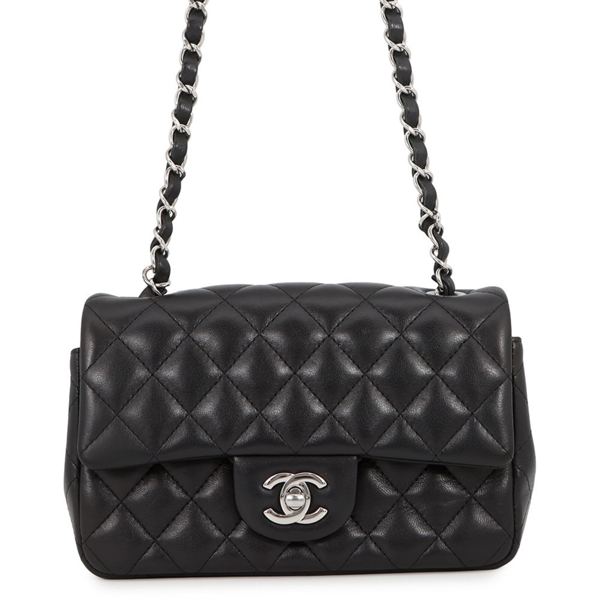 Chanel Black Leather Handbag Shoulder Bag (Pre-Owned)