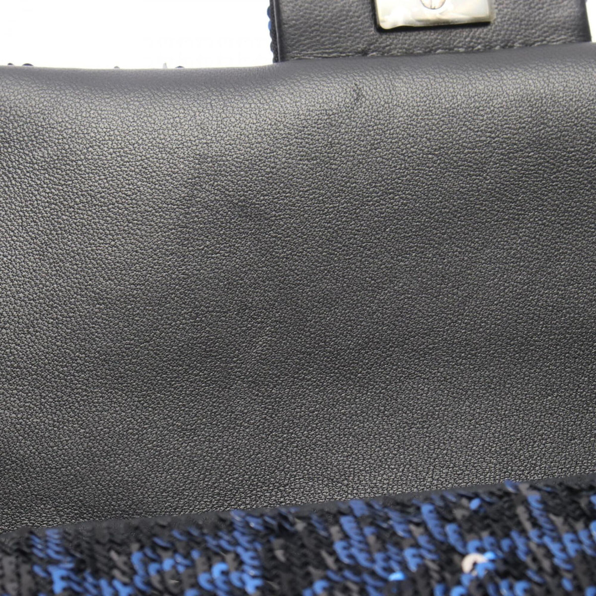 Chanel Black Blue Leather Spangles Handbag Shoulder Bag (Pre-Owned)