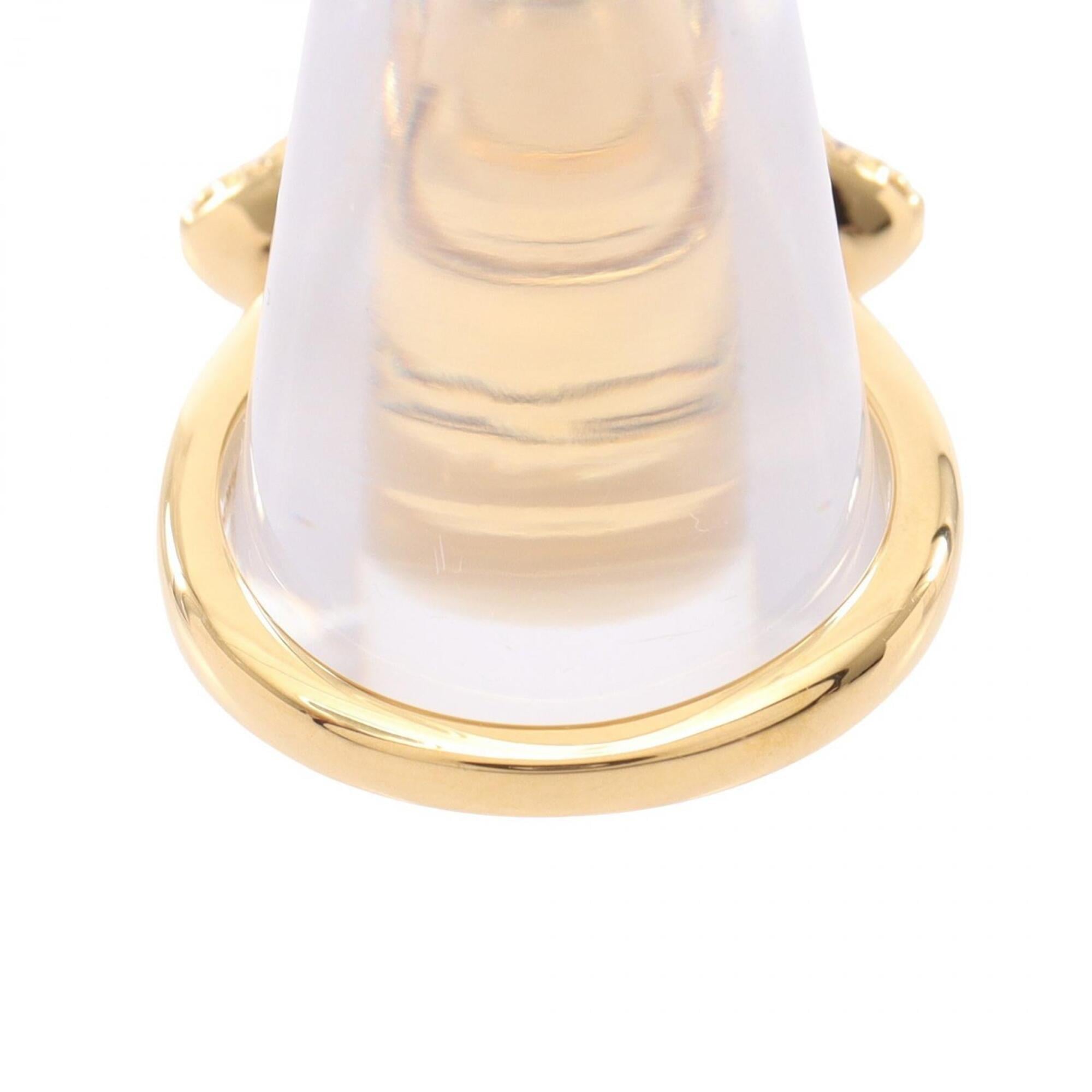 Louis Vuitton Gold Pink Gold Clear Gold Plating Rhinestone Band Ring (Pre-Owned)