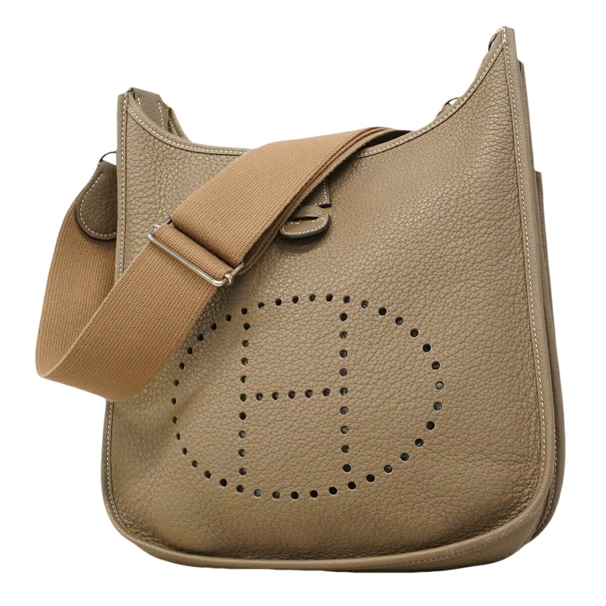Hermes Etoupe Gray Taurillon Clemence Leather Shoulder Bag (Pre-Owned)