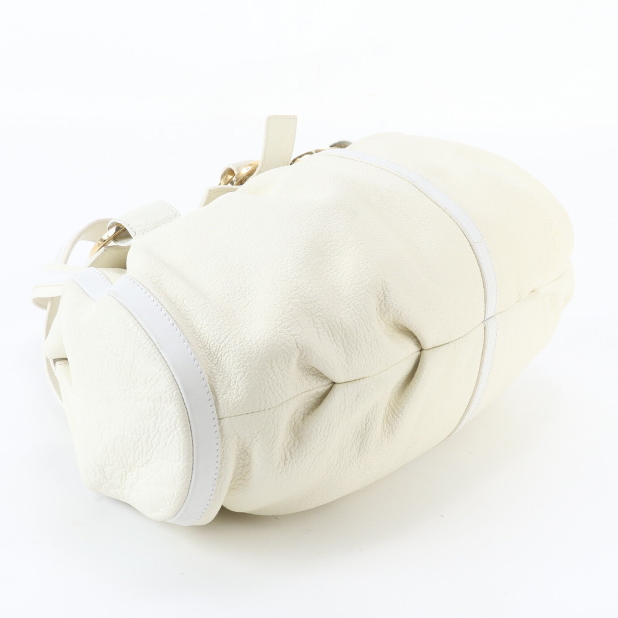 Bvlgari White Leather Handbag Shoulder Bag Tote Bag (Pre-Owned)