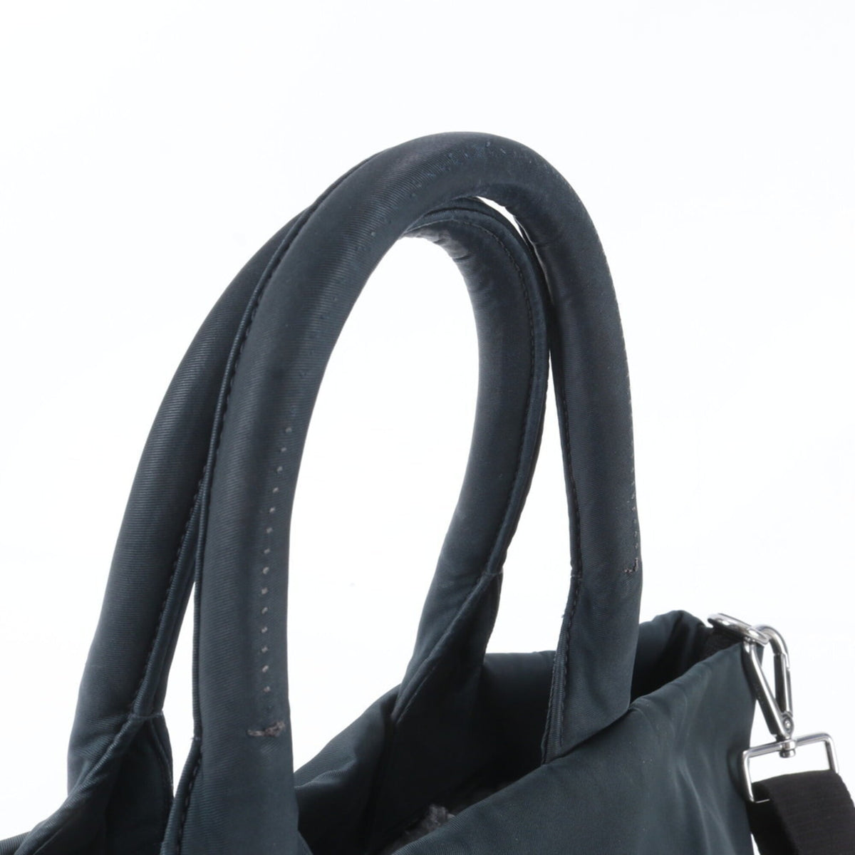 Prada Black Navy Leather Nylon Shoulder Bag (Pre-Owned)