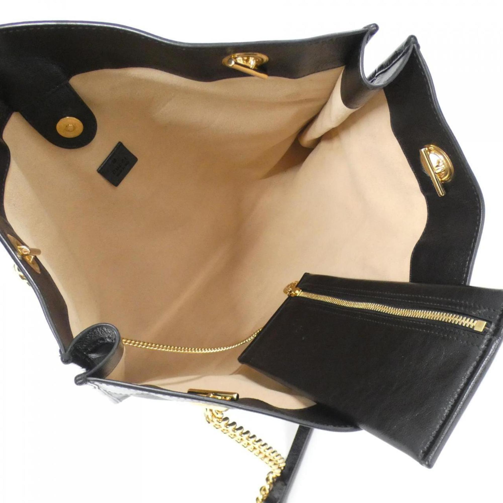 Gucci Black Leather Handbag Tote Bag (Pre-Owned)