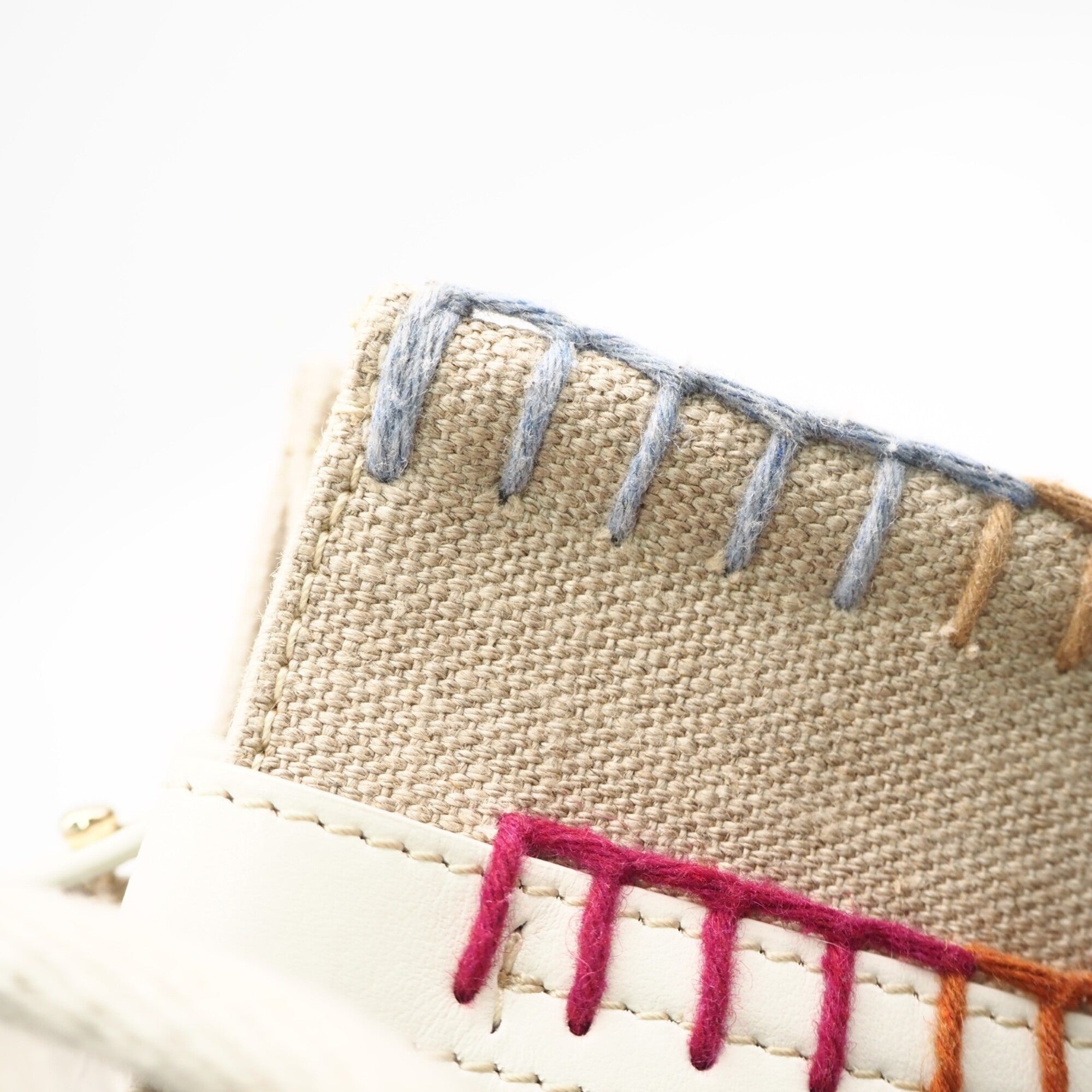 Chloé Beige Multi-Color Canvas Leather Handbag Tote Bag (Pre-Owned)