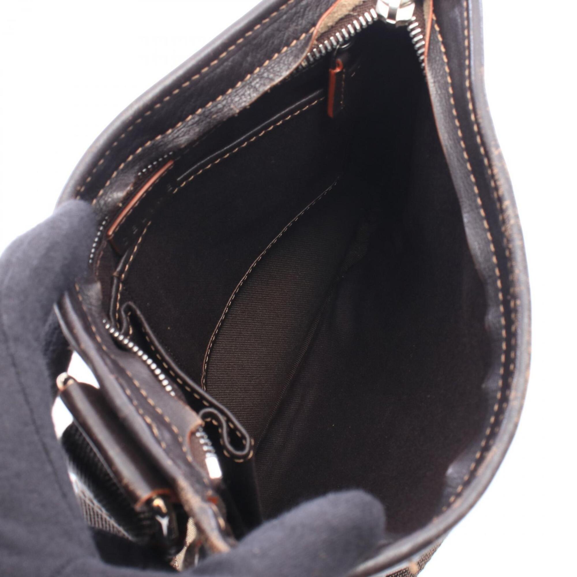 Celine Brown Canvas Leather Shoulder Bag (Pre-Owned)