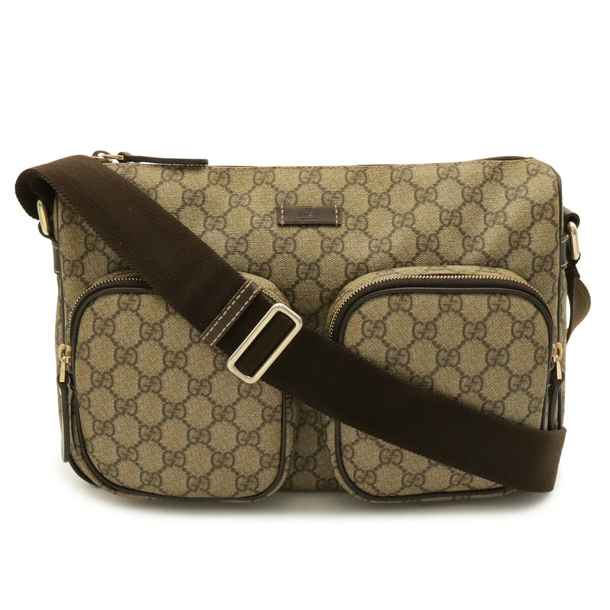 Gucci Beige Brown Dark Brown Khaki Gg Supreme Shoulder Bag (Pre-Owned)