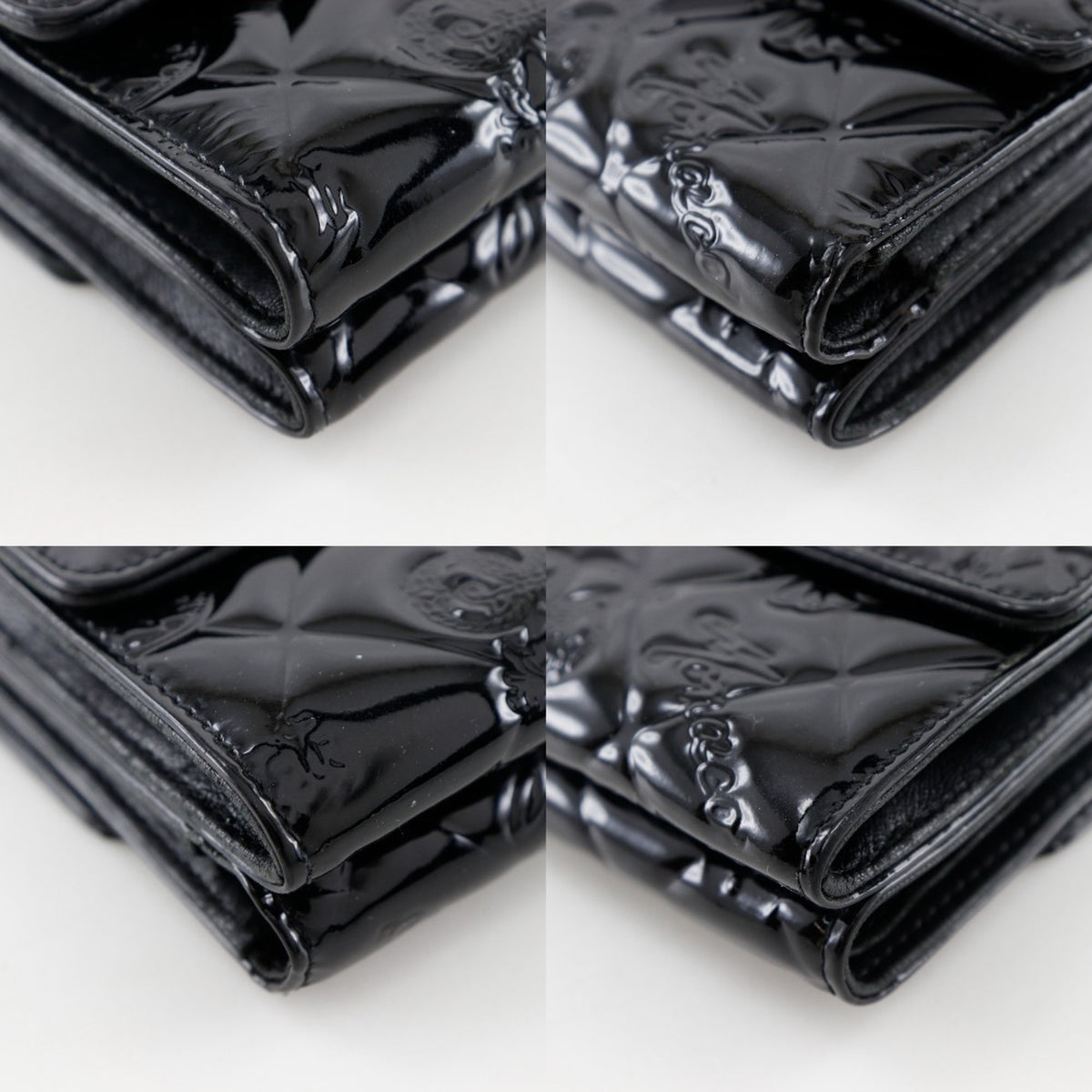 Chanel Black Patent Leather Wallet (Tri-Fold) (Pre-Owned)
