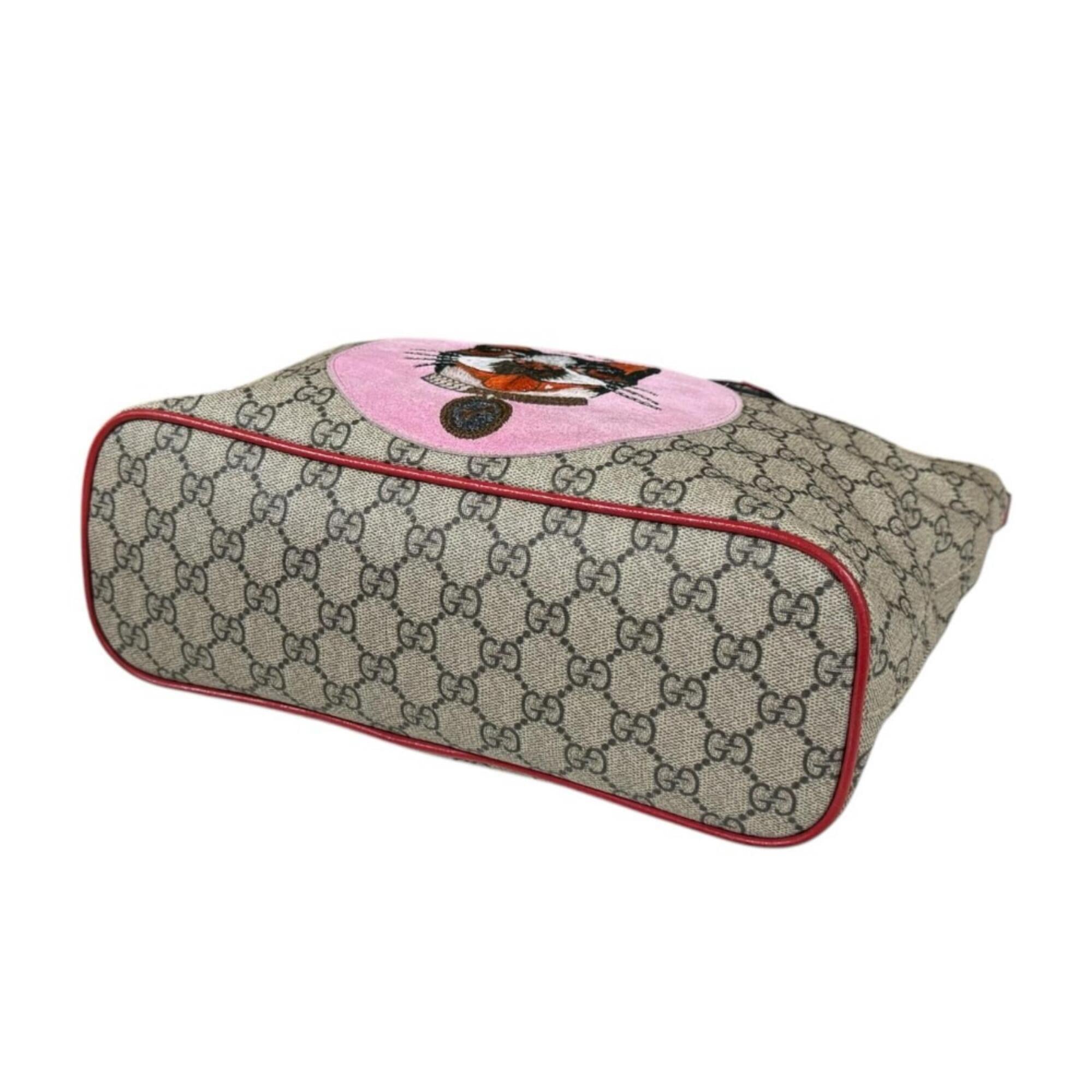 Gucci Brown Red Color Gg Supreme Canvas Shoulder Bag (Pre-Owned)