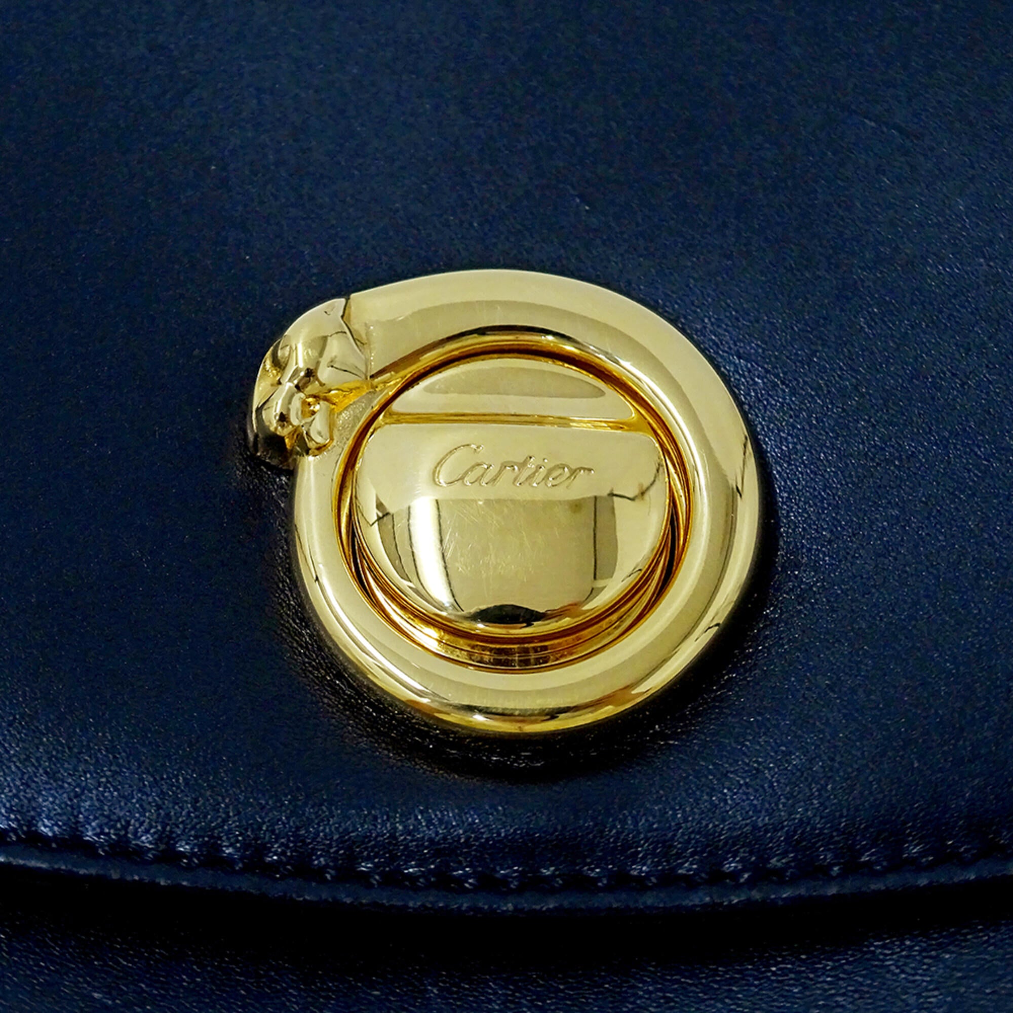 Cartier Black Leather Clutch Bag Handbag (Pre-Owned)