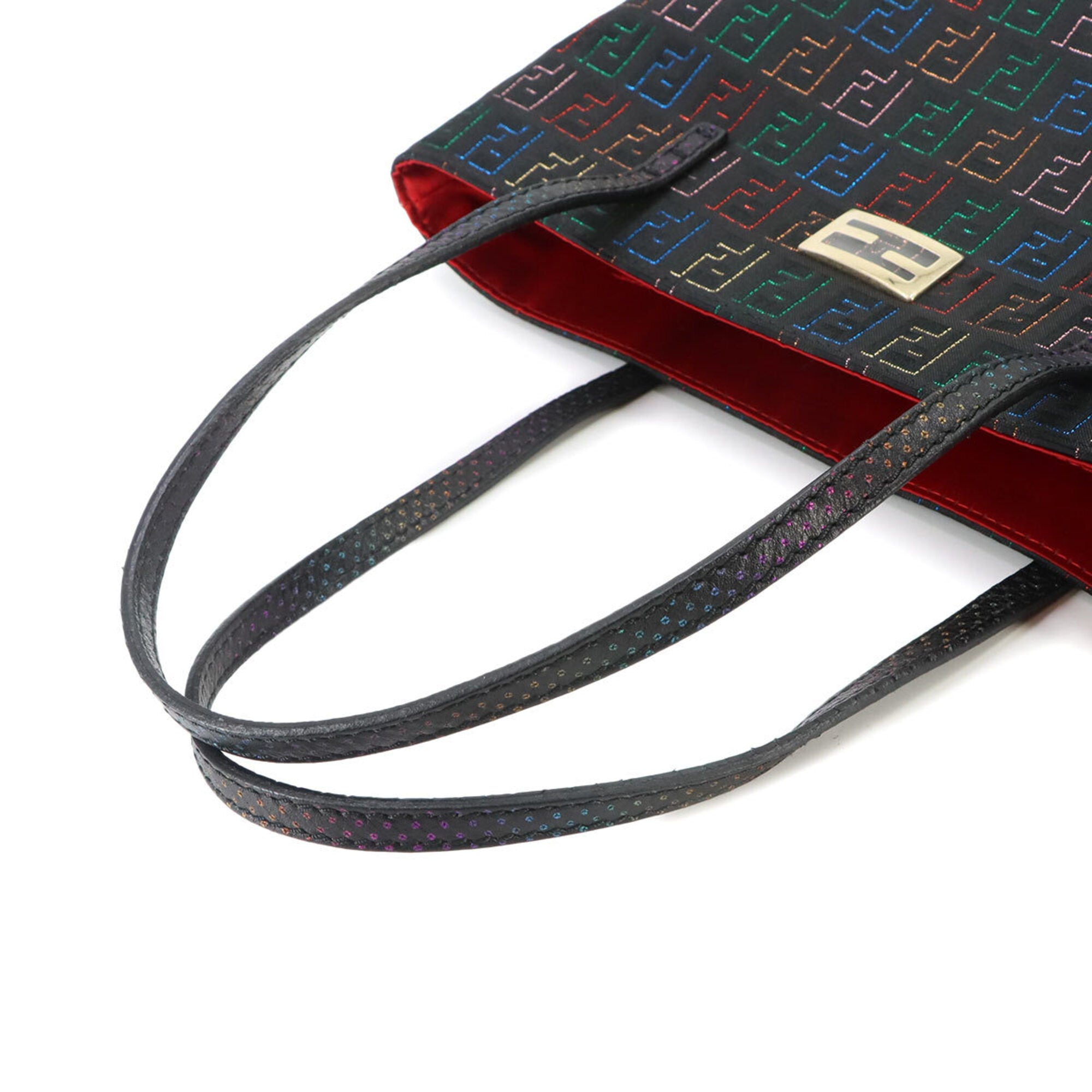 Fendi Zucchino Black Canvas Leather Handbag (Pre-Owned)