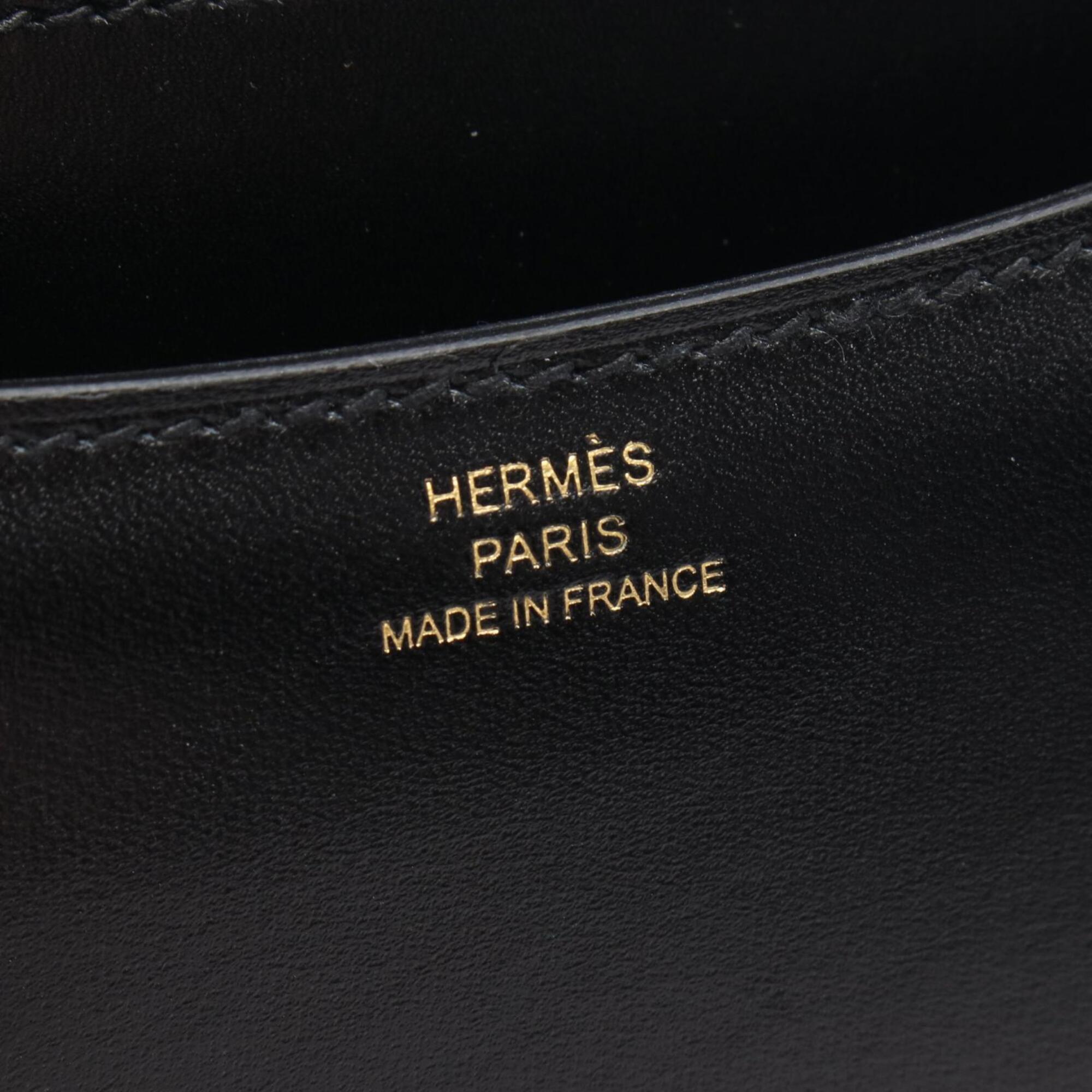 Hermes Black Box Calf Leather Handbag Shoulder Bag (Pre-Owned)